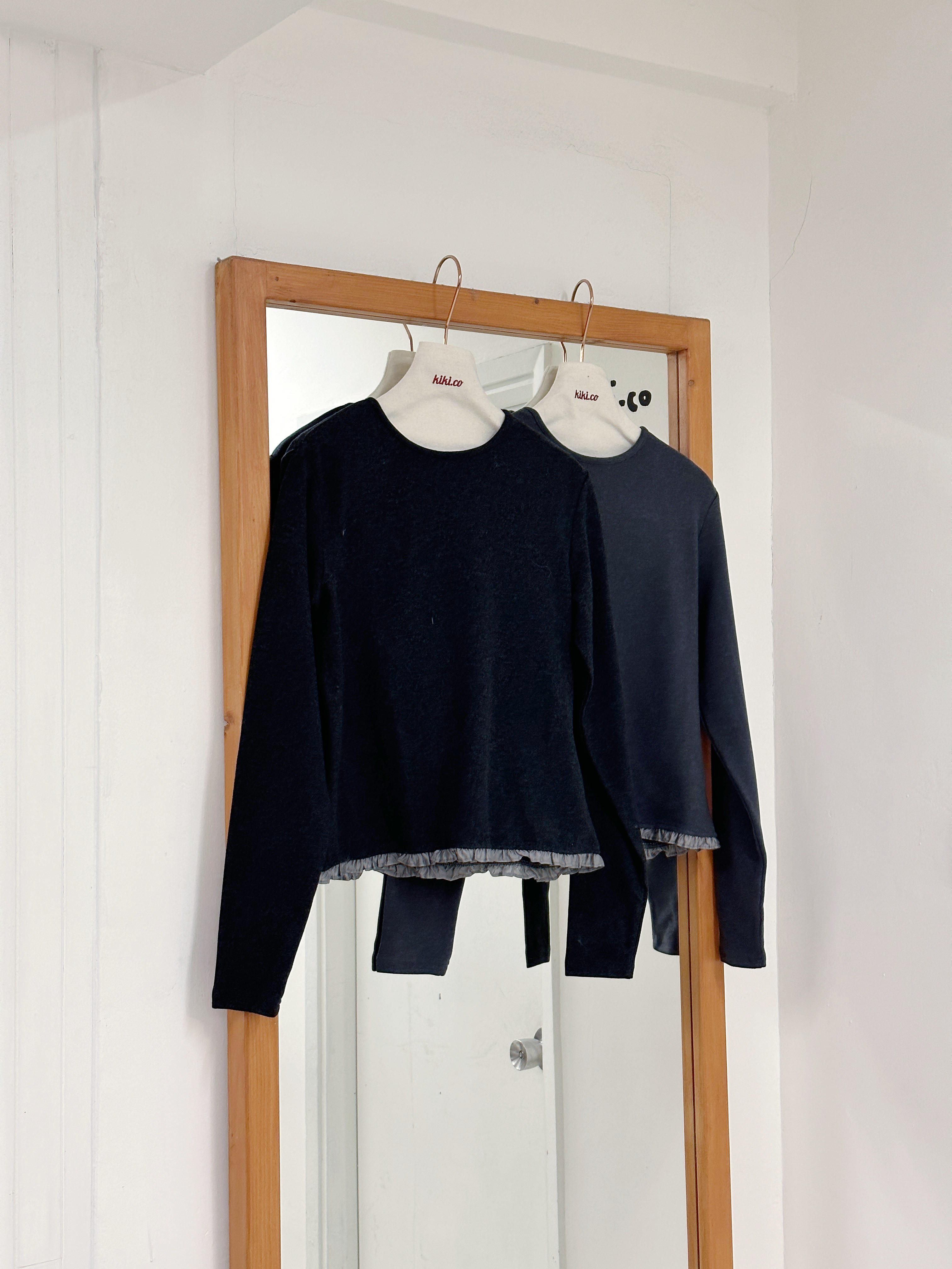 舒服圓領ruffle底長袖上衣