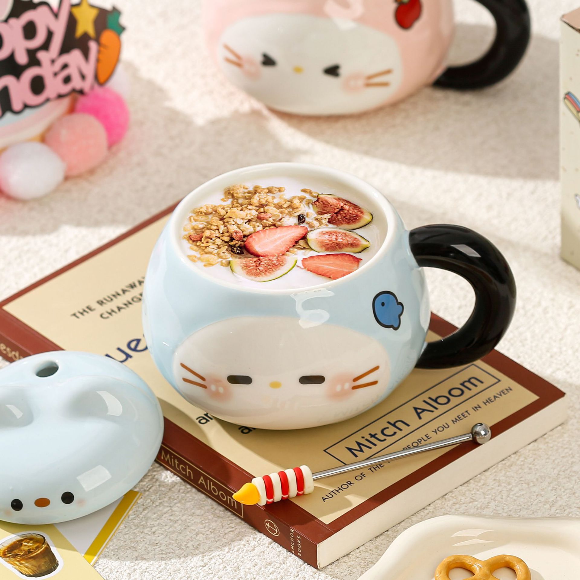Cute Birthday Cat Ceramic Mug