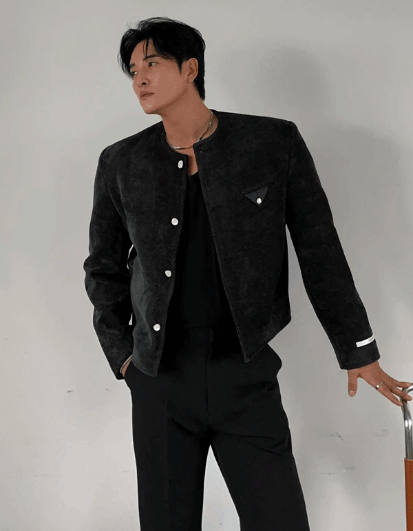 天鵝絨斜紋花呢小香外套