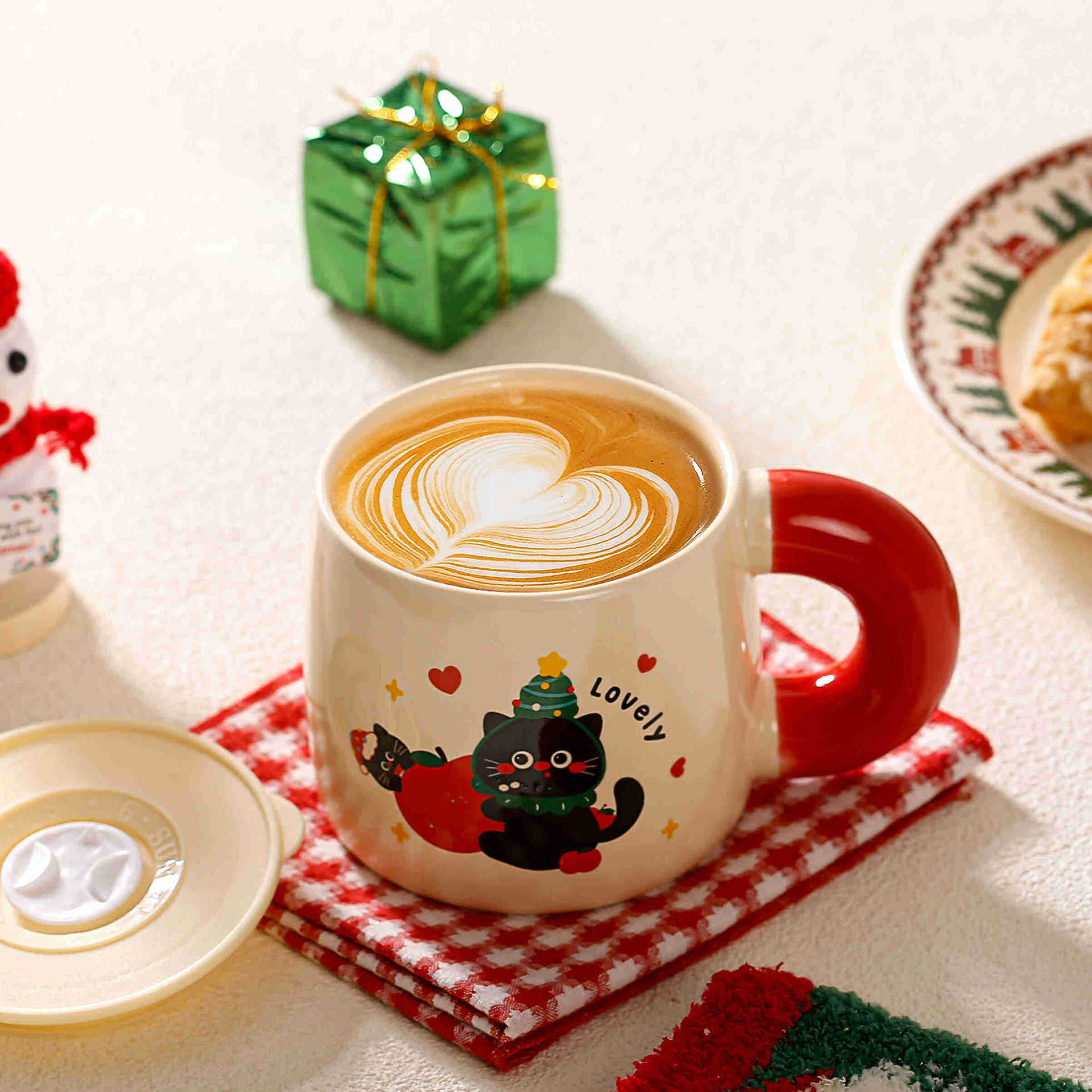 Christmas Black Cat Ceramic Mug