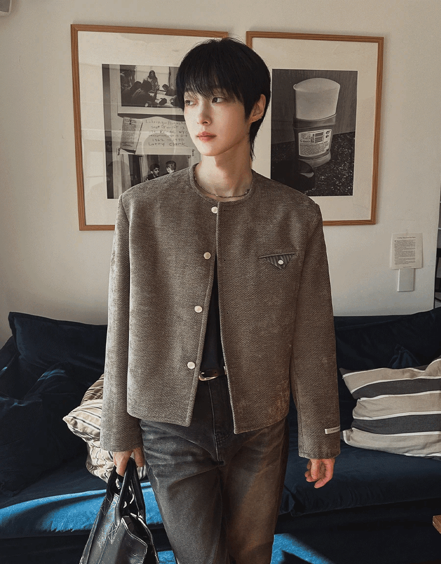 天鵝絨斜紋花呢小香外套