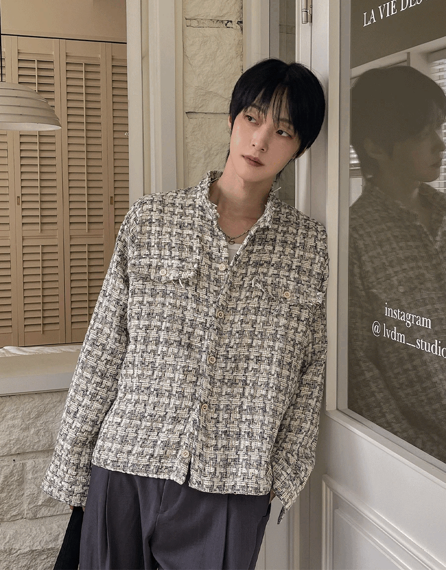 Loren 粗花呢短版小香襯衫夾克