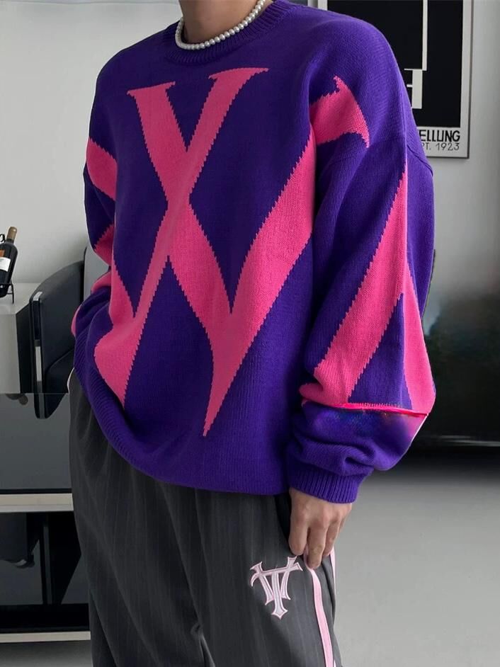 英文字針織衫 T5807