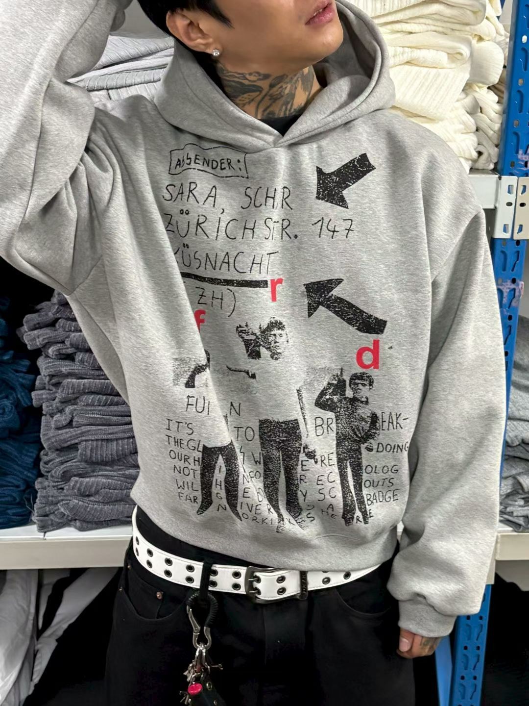 英文字圖案連帽Boxy衛衣 SCOPE-131T