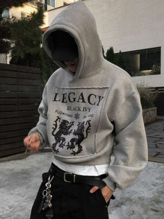 英文字圖案連帽Boxy衛衣(薄抓毛底) SCOPE-132T