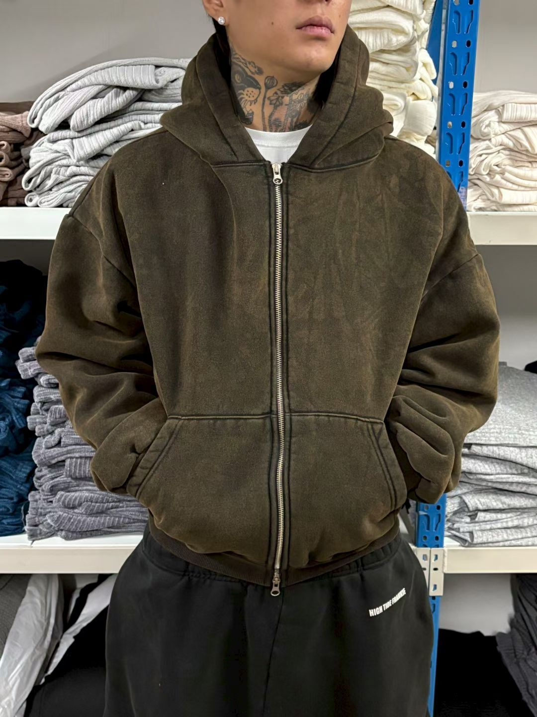 洗水淨色連帽拉鍊外套 SCOPE-139JK