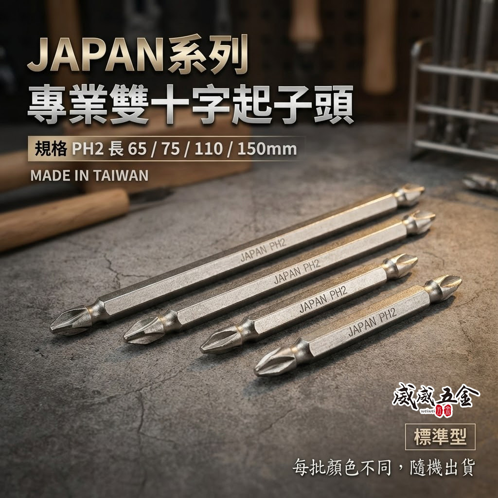 台灣製 JAPAN-ET｜PH2 長 65-75-110-150mm 標準型雙十字起子頭 雙頭十字頭｜JE