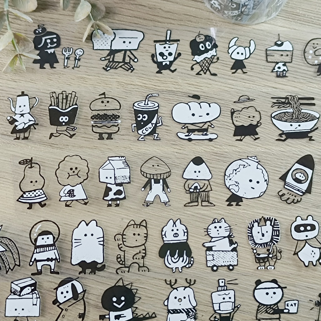 大宇人．路人100 黑-食物 3cm亮面PET膠帶 <整捲/分裝>