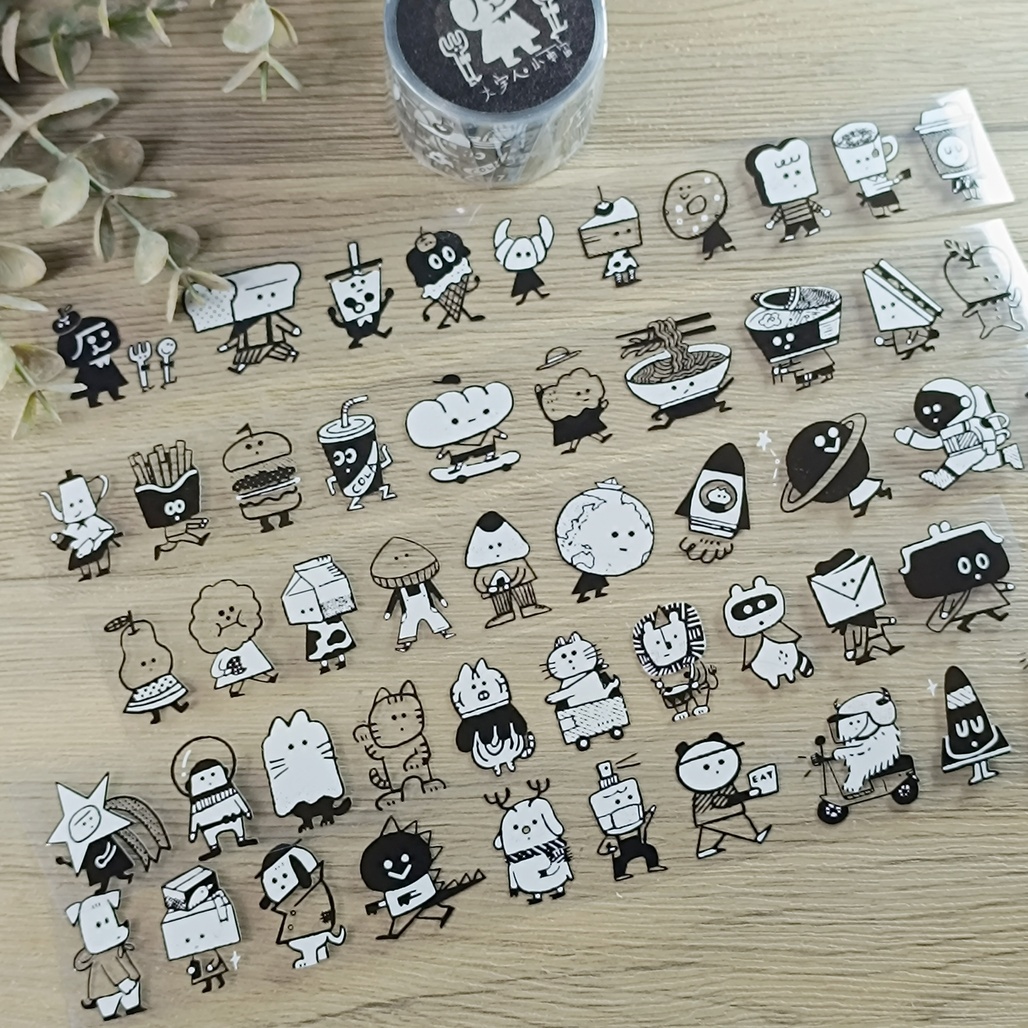 大宇人．路人100 黑-食物 3cm亮面PET膠帶 <整捲/分裝>