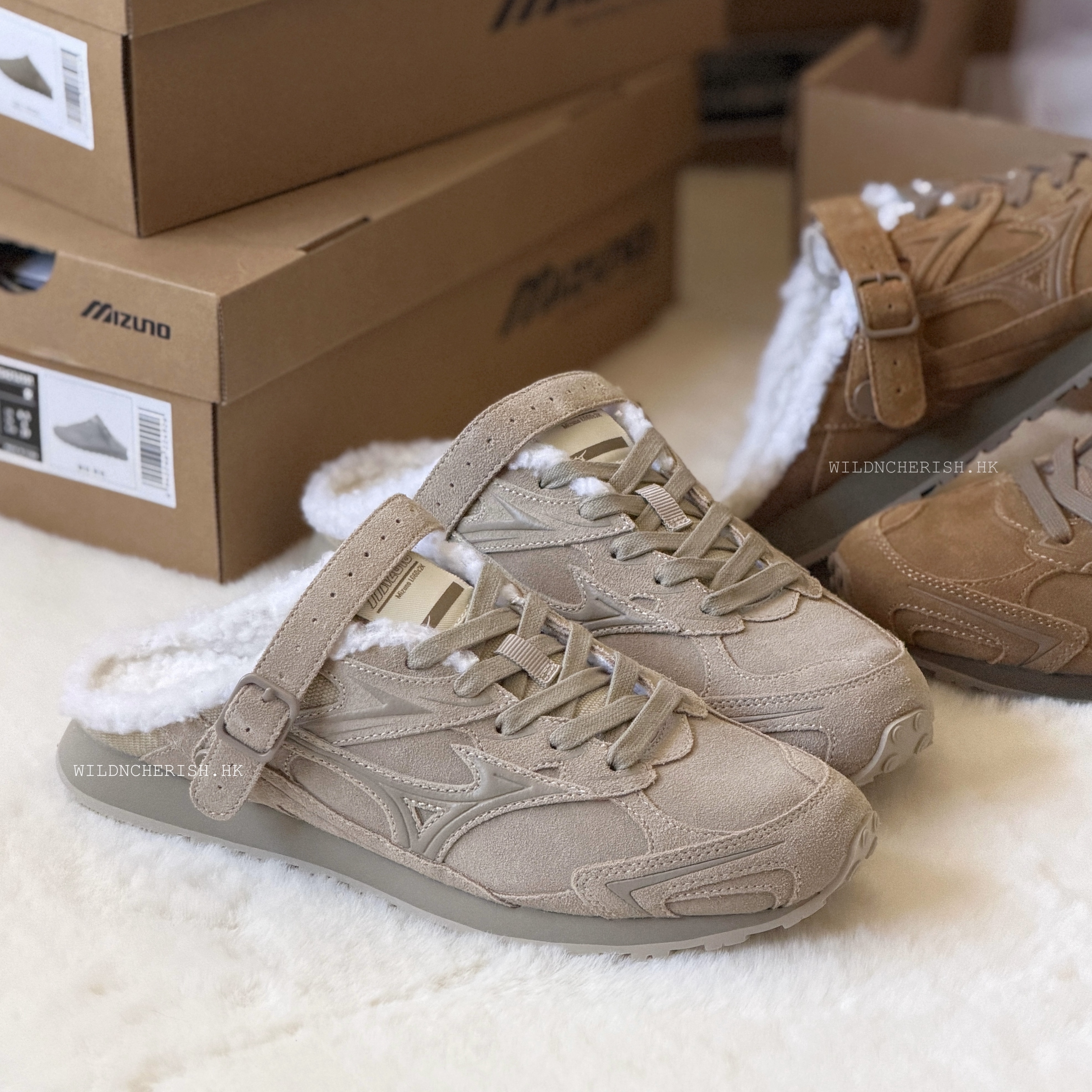 現貨 | Mizuno Sportstyle LG 60S Slipper 沙色 毛毛款 懶人拖鞋