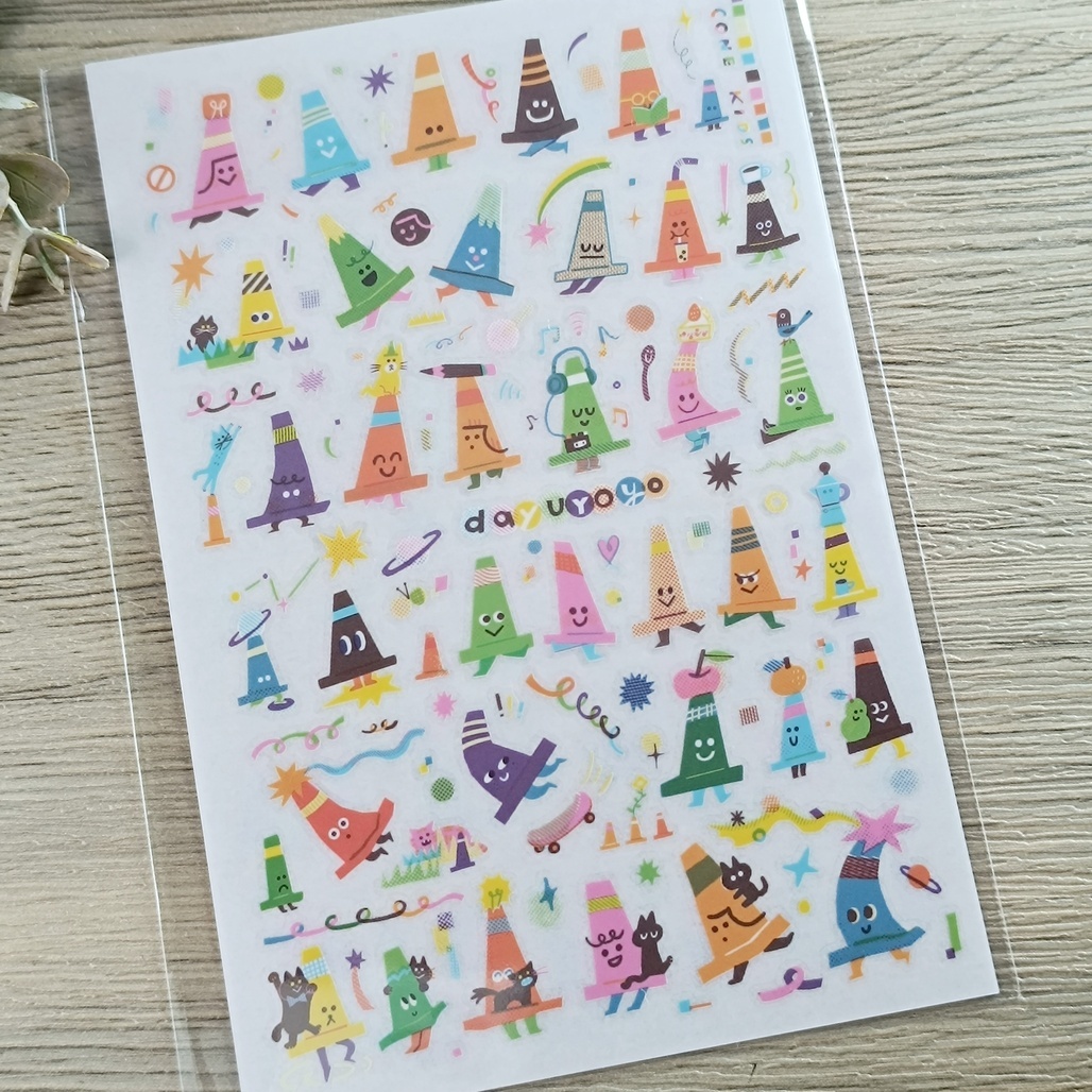 大宇人．彩色三角錐 感壓轉印貼紙組(2入)