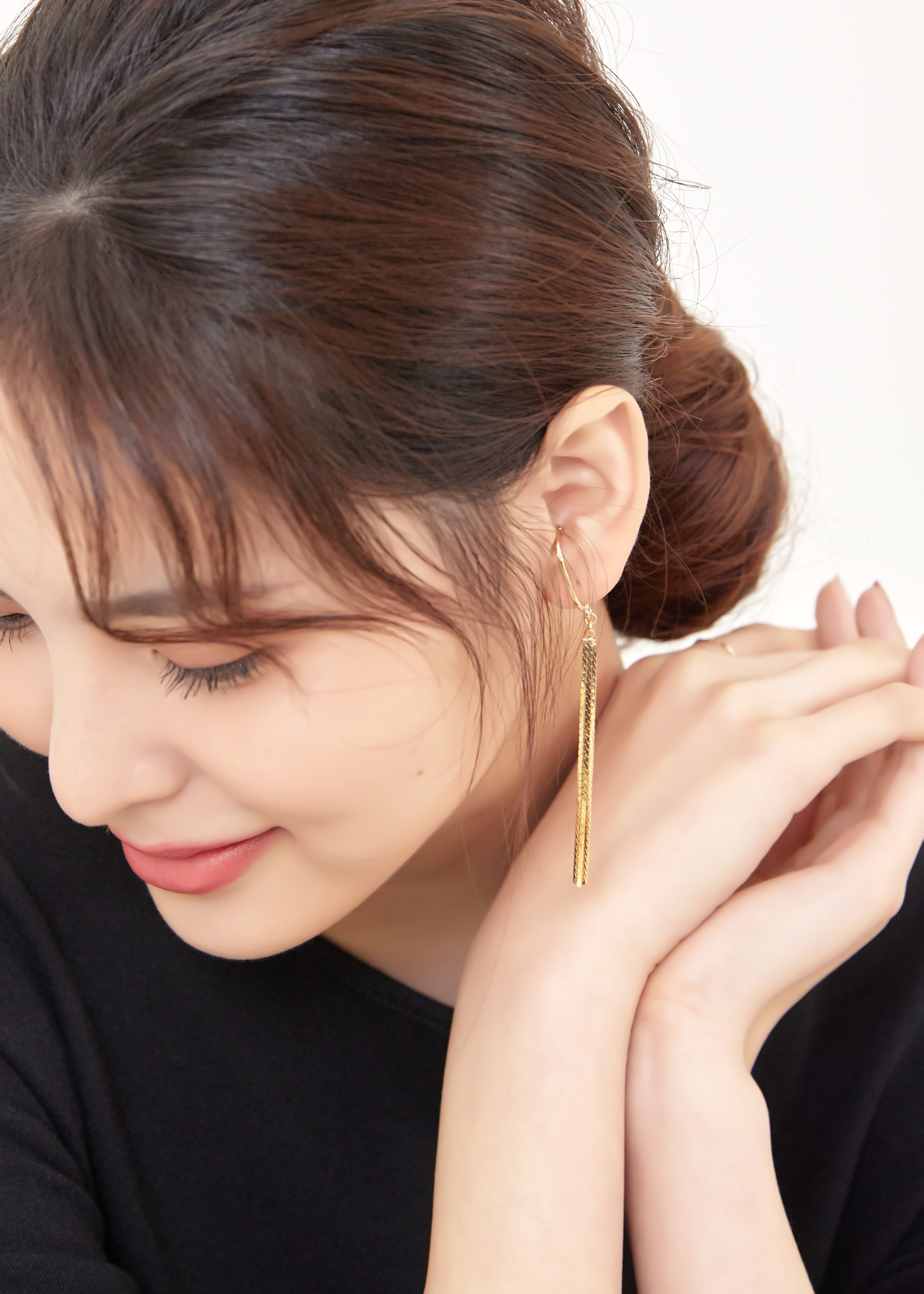 金色流蘇 耳掛式耳環