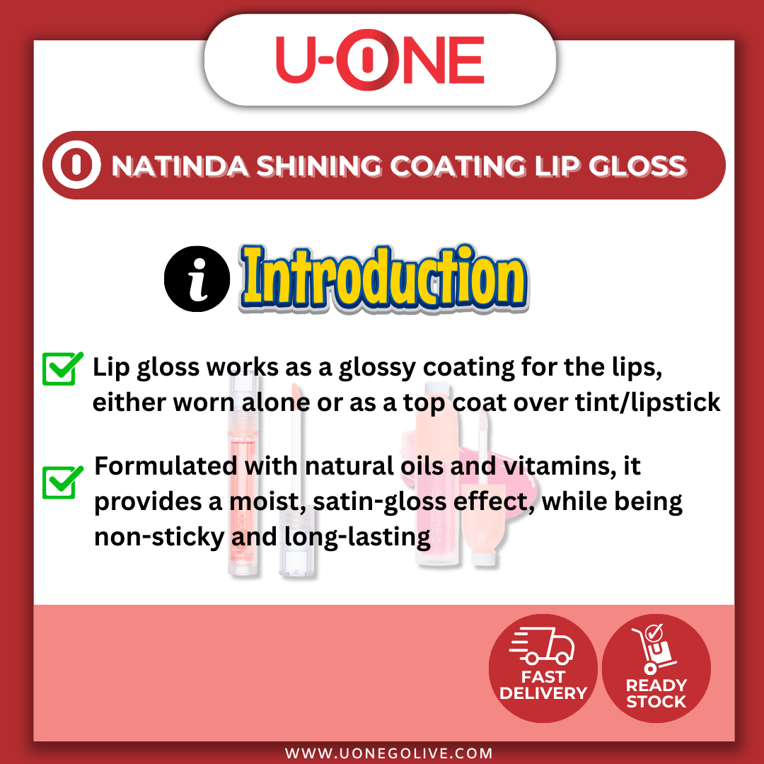 U-ONE | Korea | Natinda | Shining Coating Lip Gloss | 4.5ml