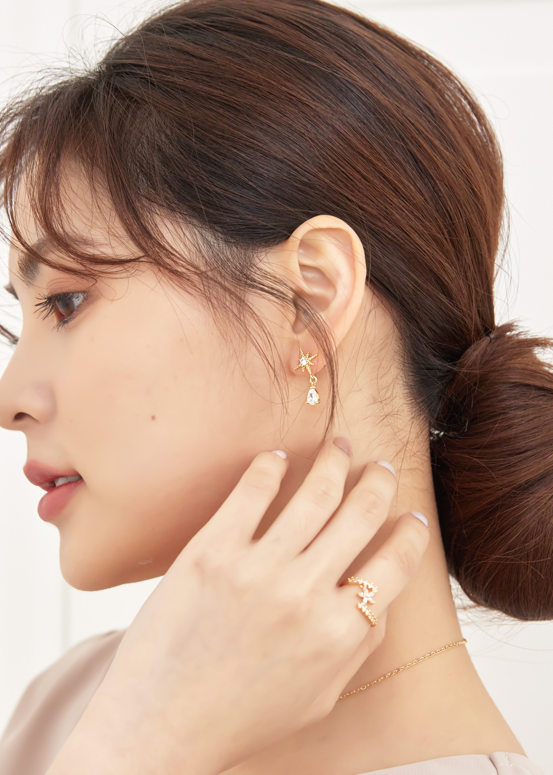 星星水滴鑽 耳環
