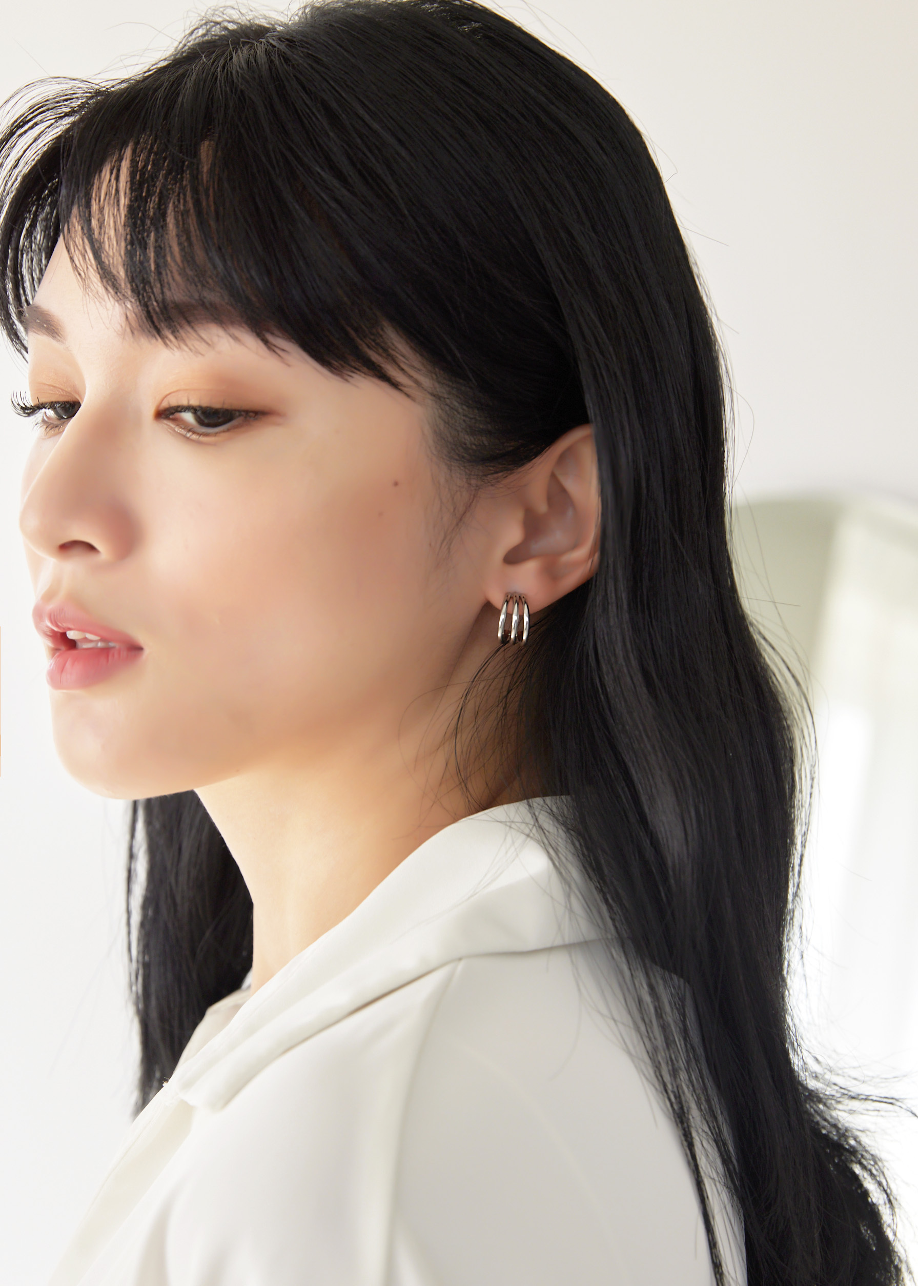 Triple 耳圈-銀 | 醫療鋼 |