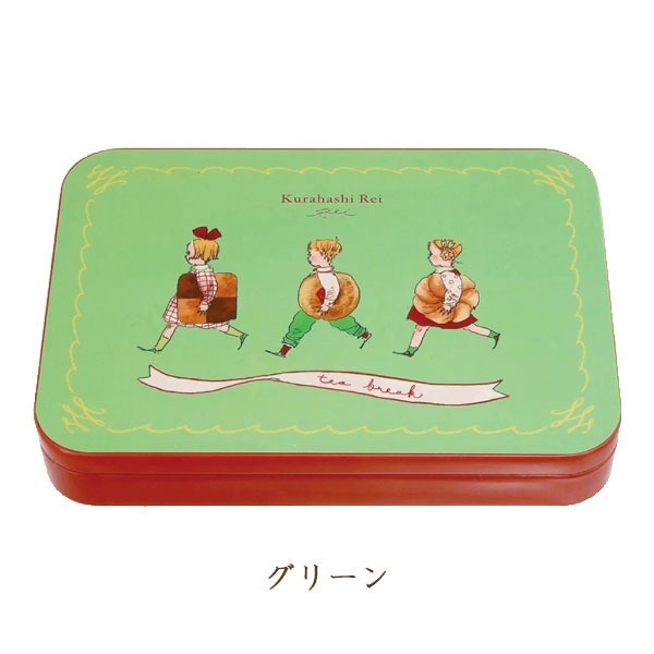 餅乾 綠色 鐵盒裡的明信片 ｜日本Kurahashirei