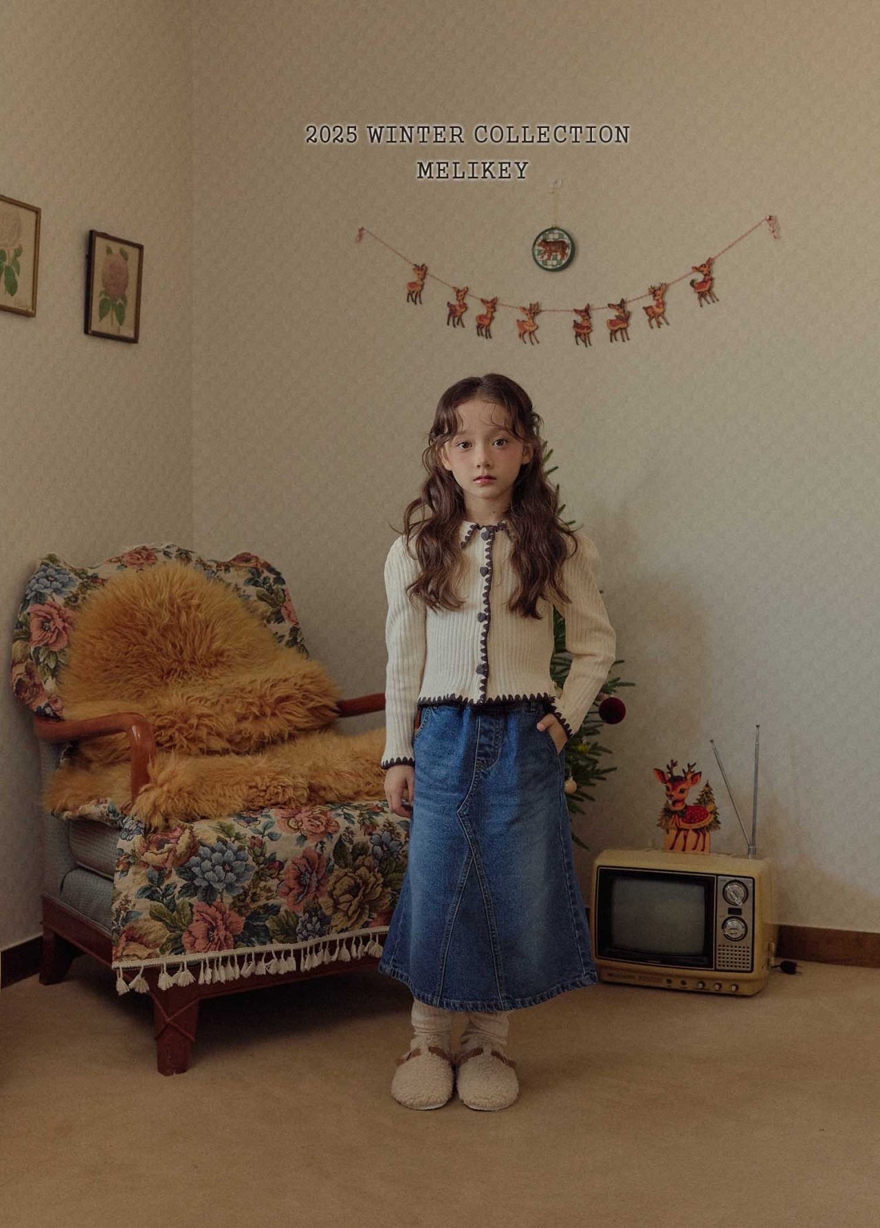 Melikey A Line Long Denim Skirt