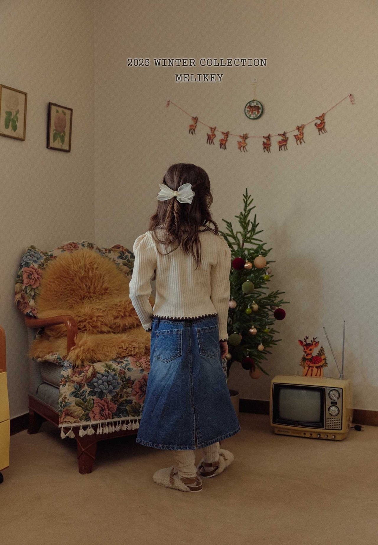 Melikey A Line Long Denim Skirt