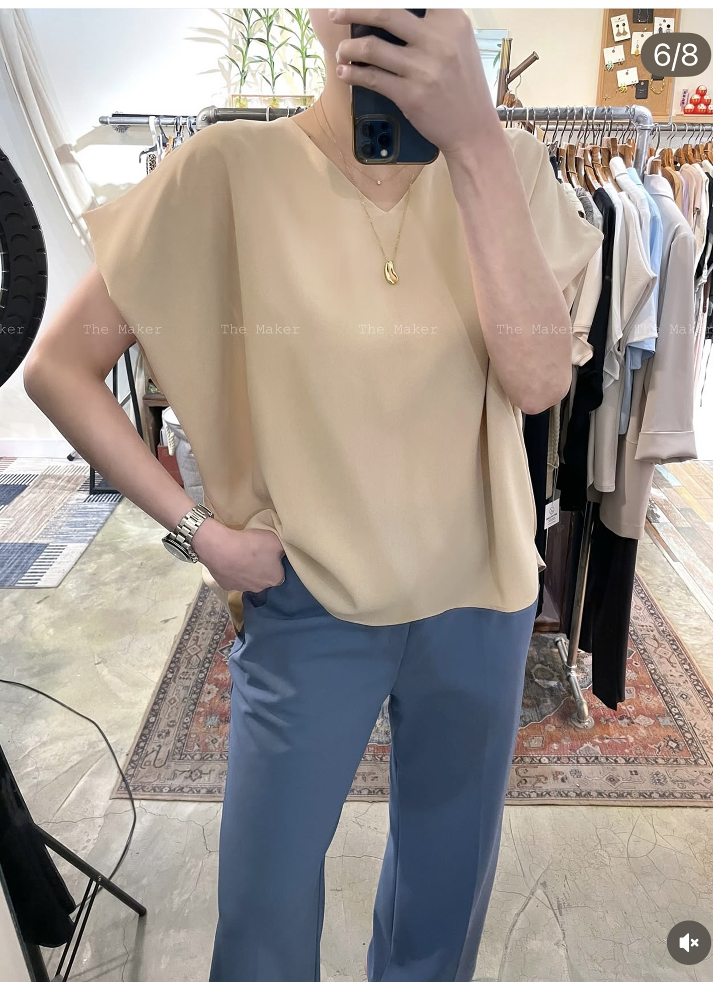 *️⃣ 滑身雪紡前後V領 Top *️⃣