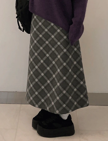 秋冬預訂｜羊毛A字格紋長裙
