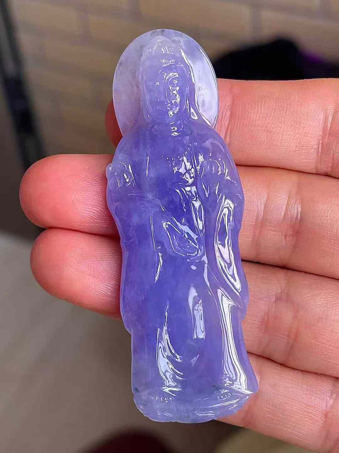 11225549 翡翠冰種紫羅蘭站觀音吊墜