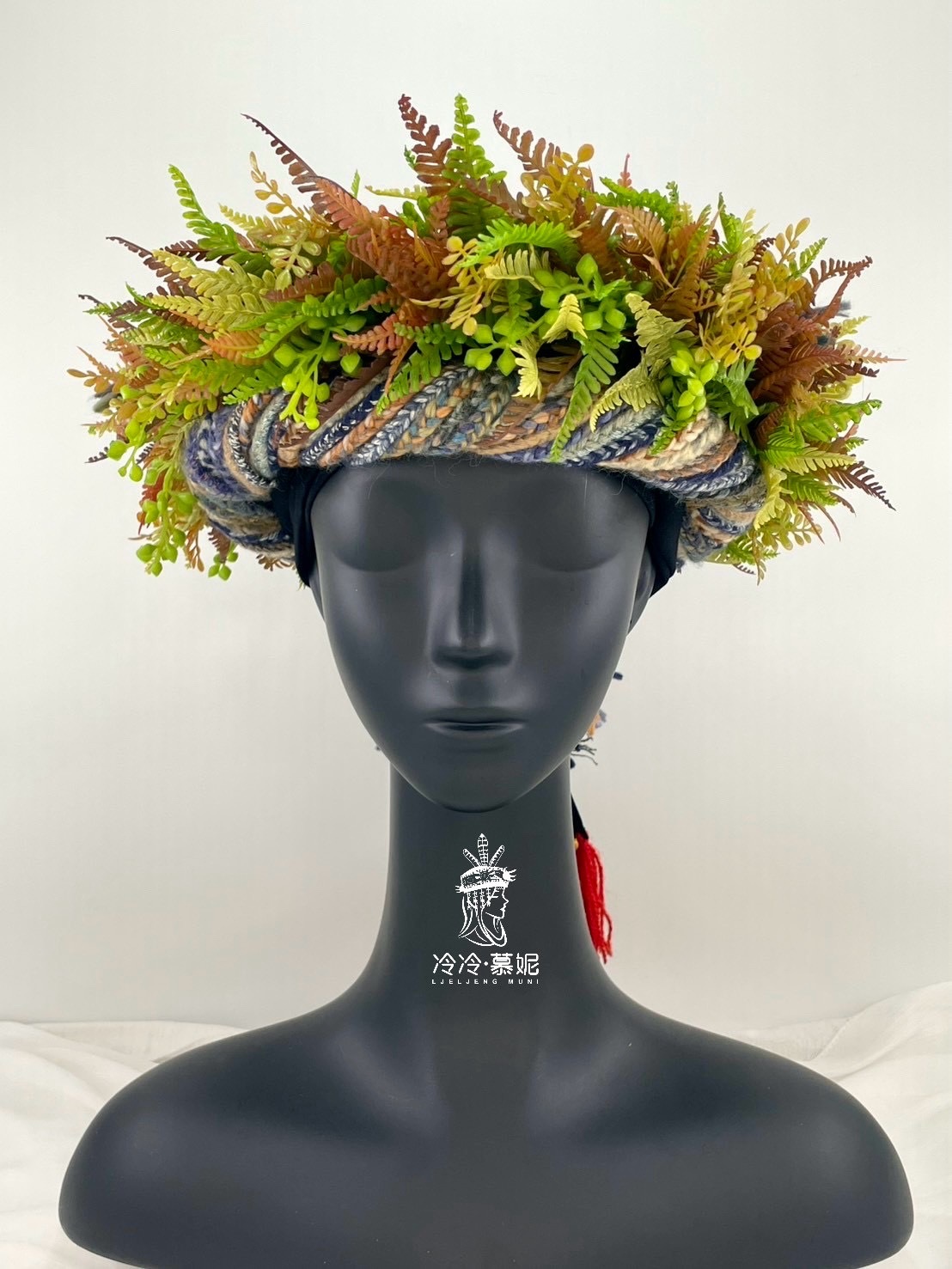 No.4毛線配花頭飾58cm