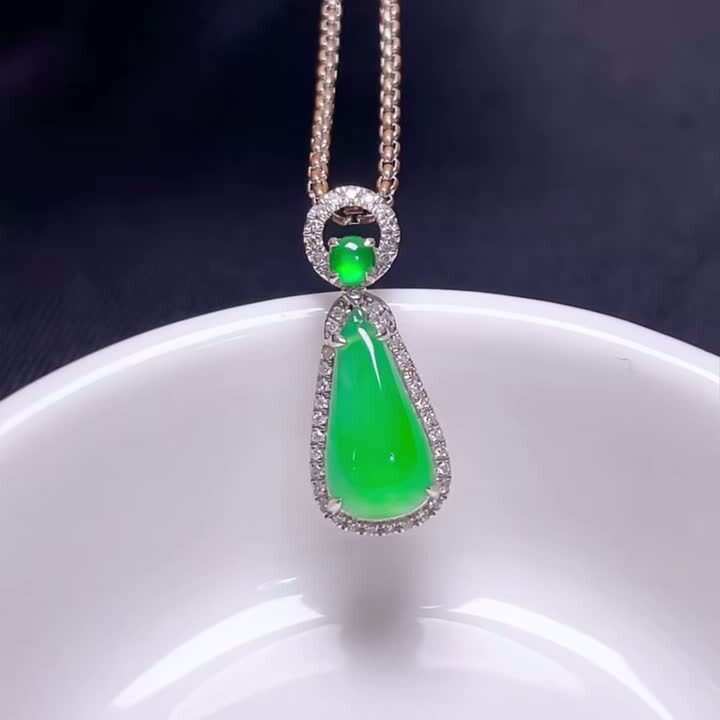 翡翠水滴吊墜,天然翡翠A玉, 緬甸玉, Jade, Jadeite