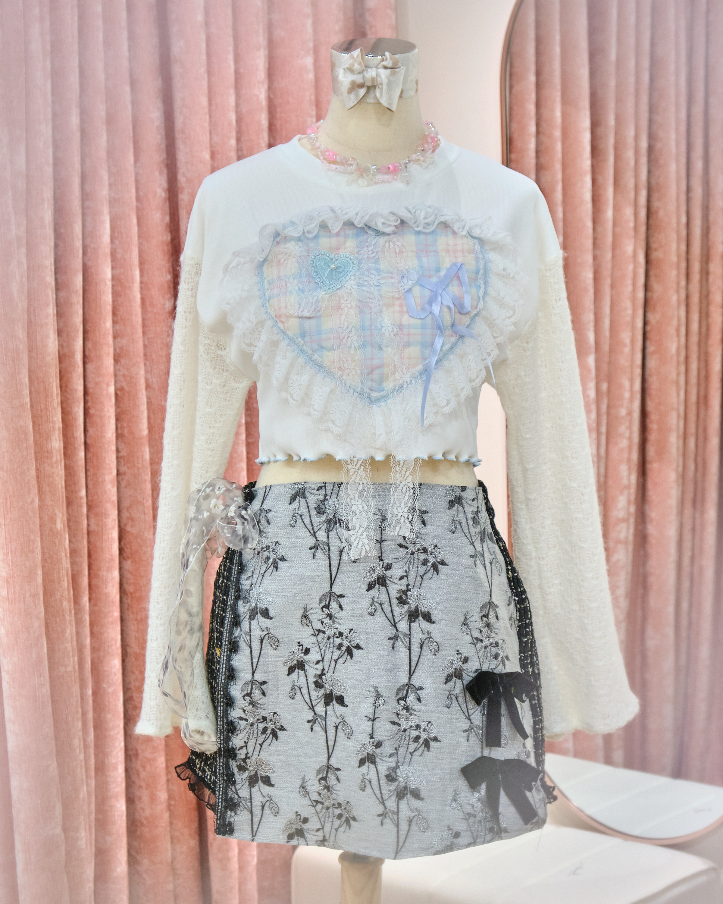 13211 Angel's Heart Lace Bib Cropped Sweater