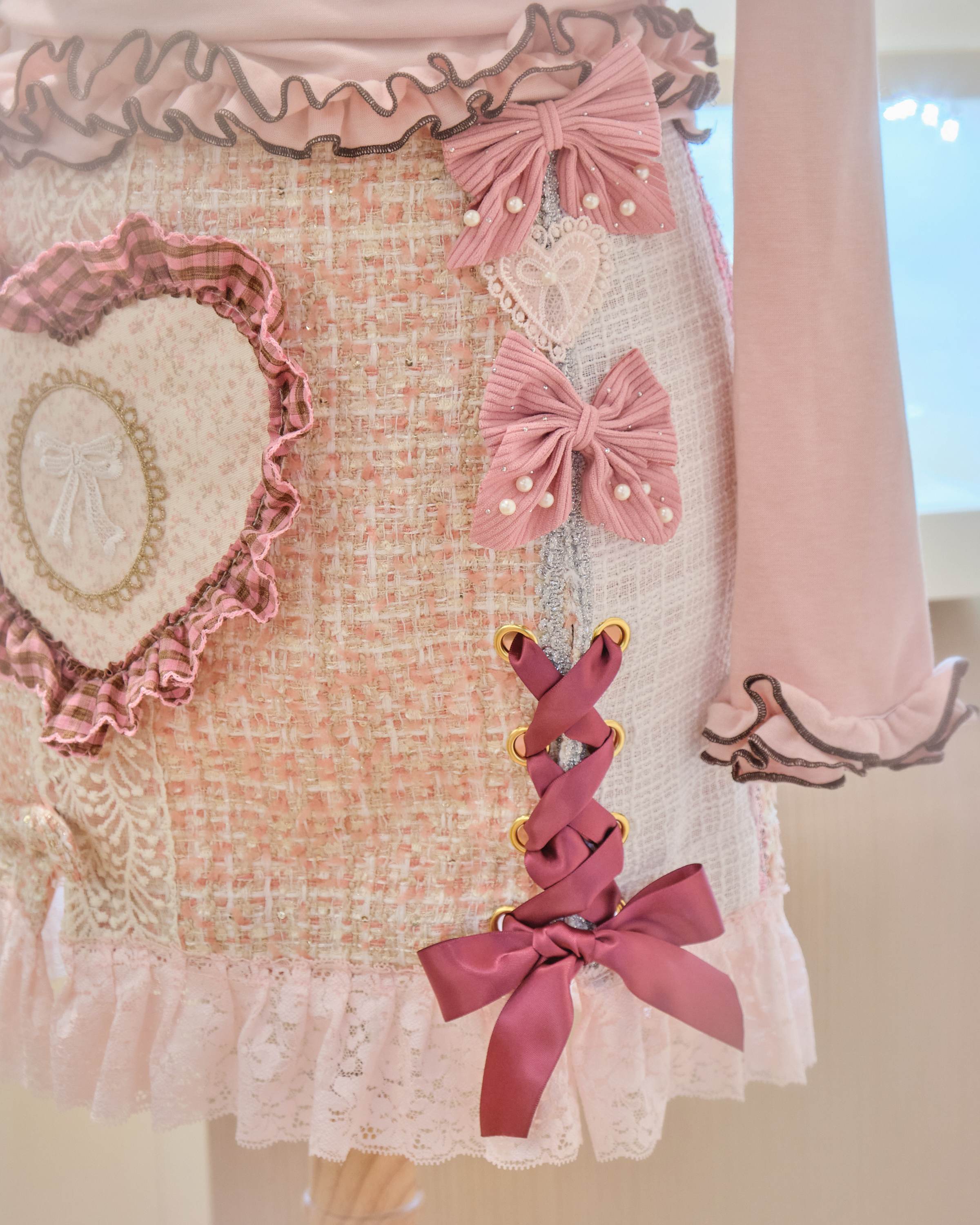 13205 Fairycore Tweed Mini Skirt with Ribbon Lacing