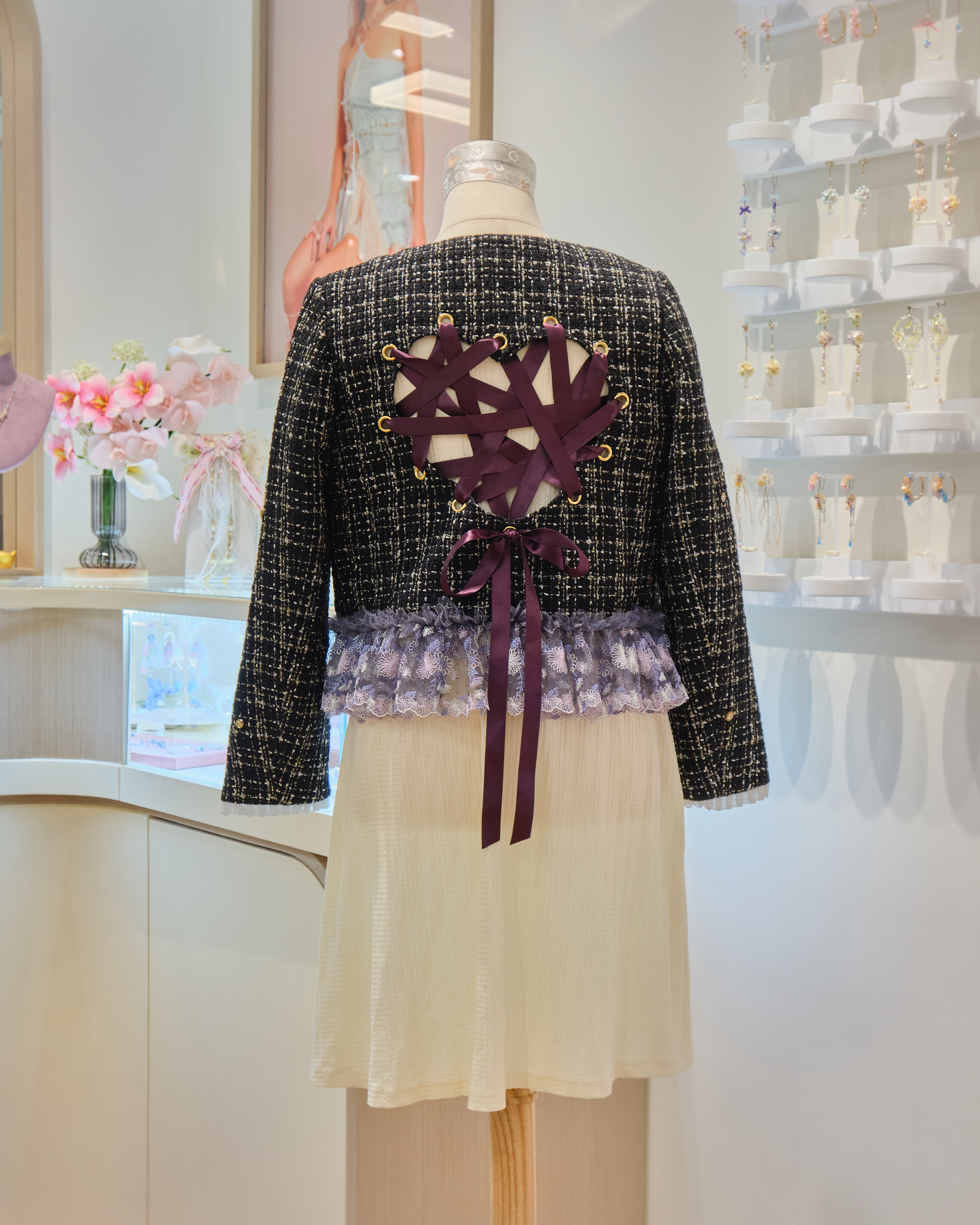 13204 Bow-Embellished Tweed Jacket