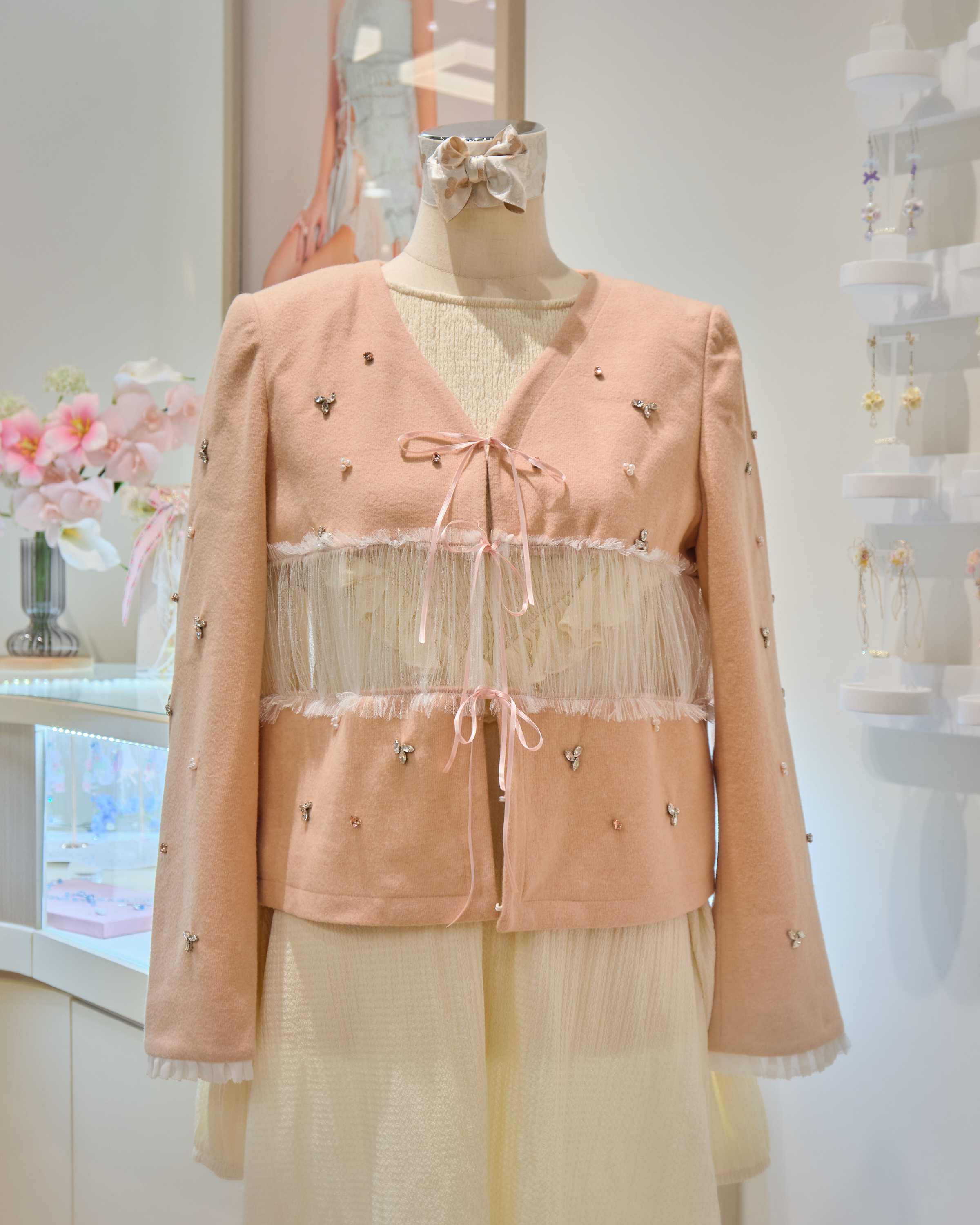 13203 Bow-Embellished Tweed Jacket