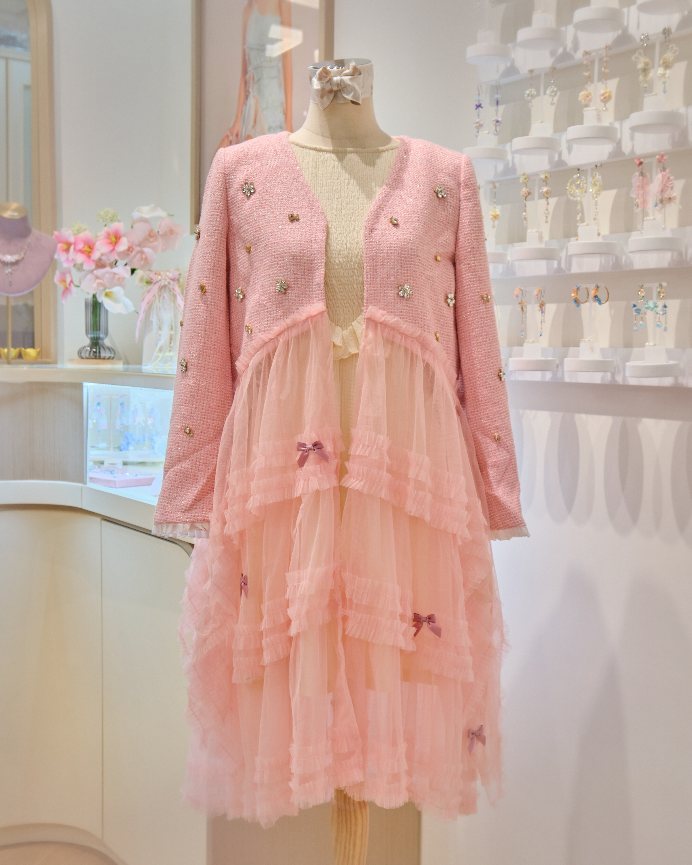 13202 Bow-Embellished Tweed Jacket