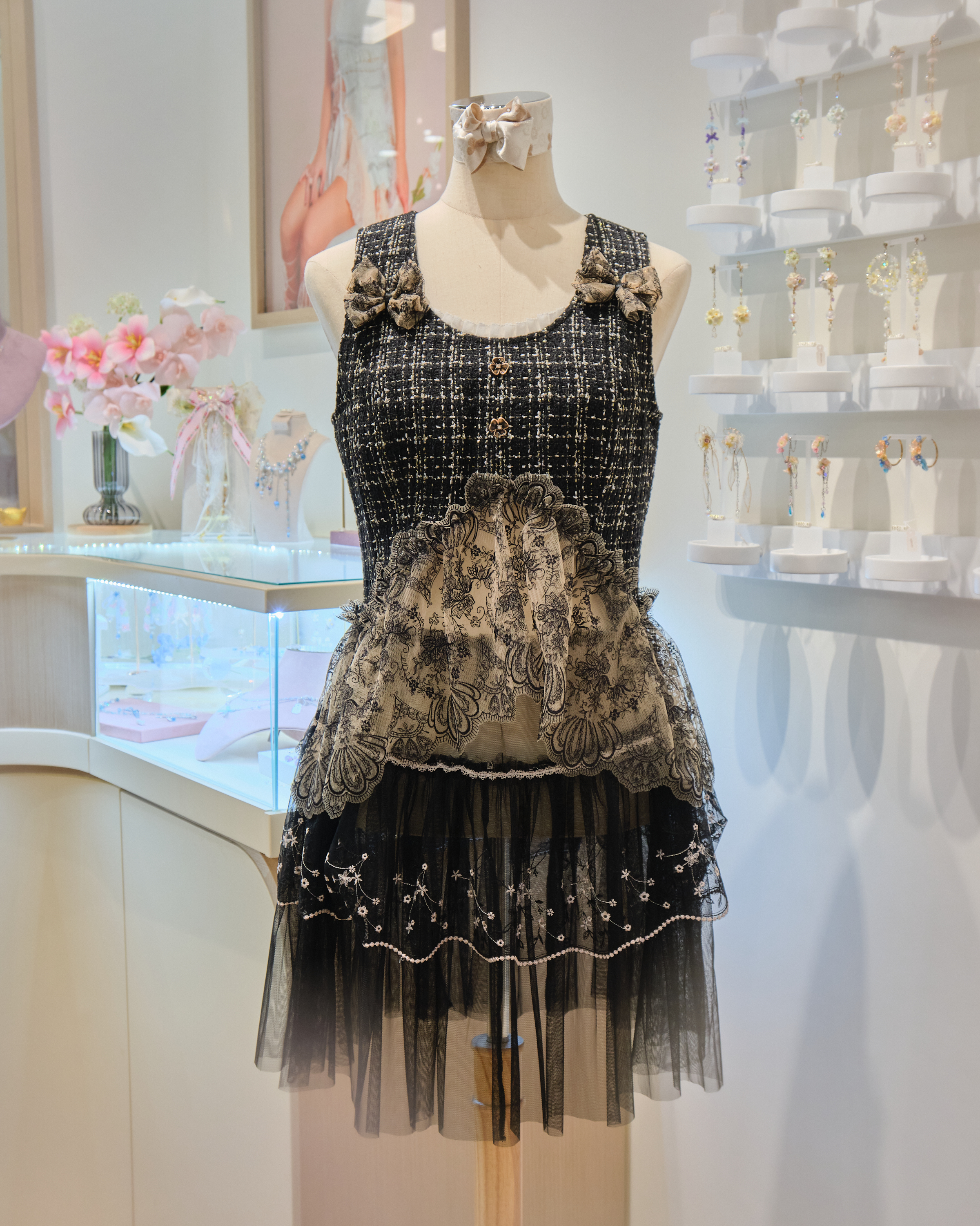 13201 Classic Tweed Layered Sleeveless Dress