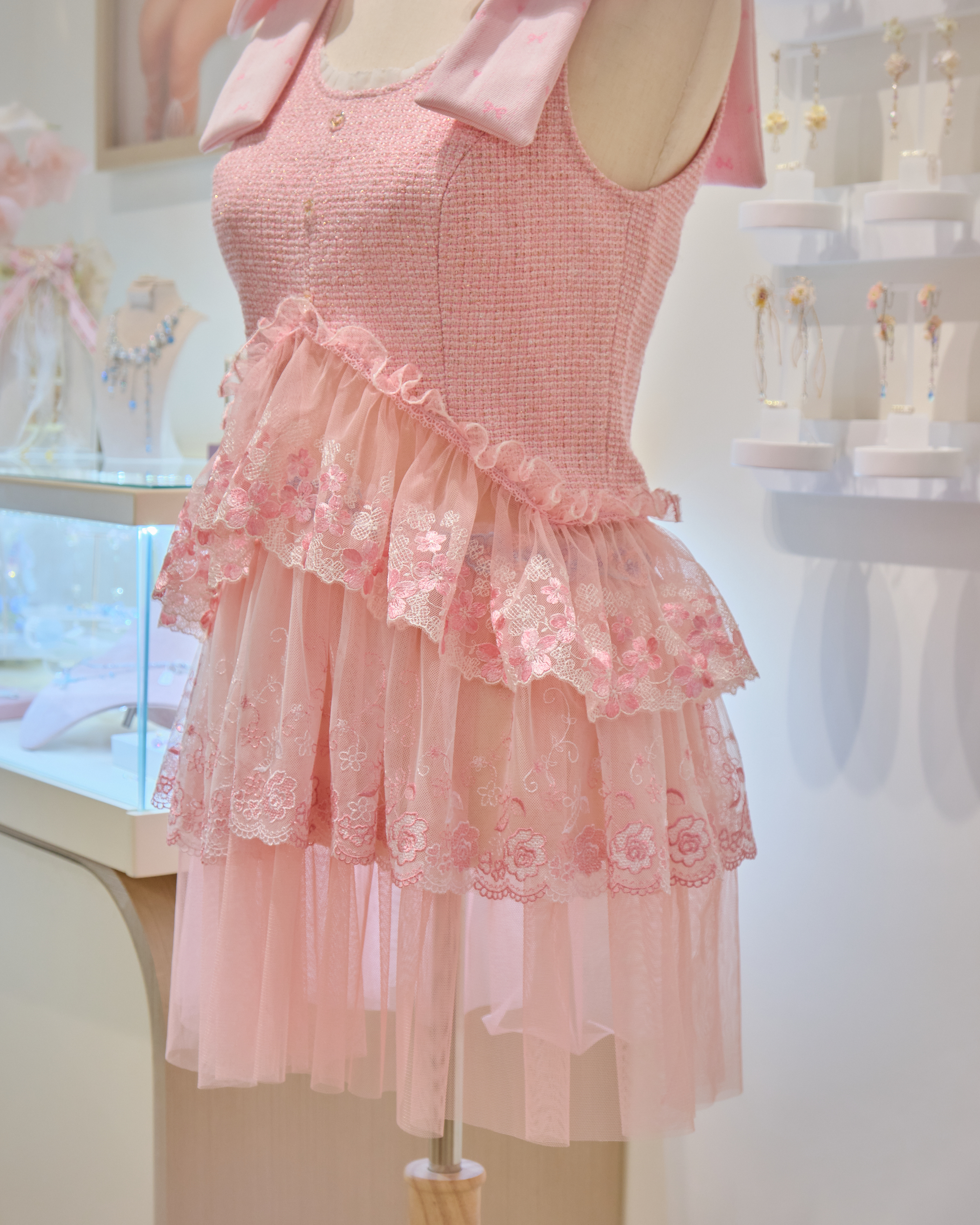 13199 Classic Tweed Layered Sleeveless Dress