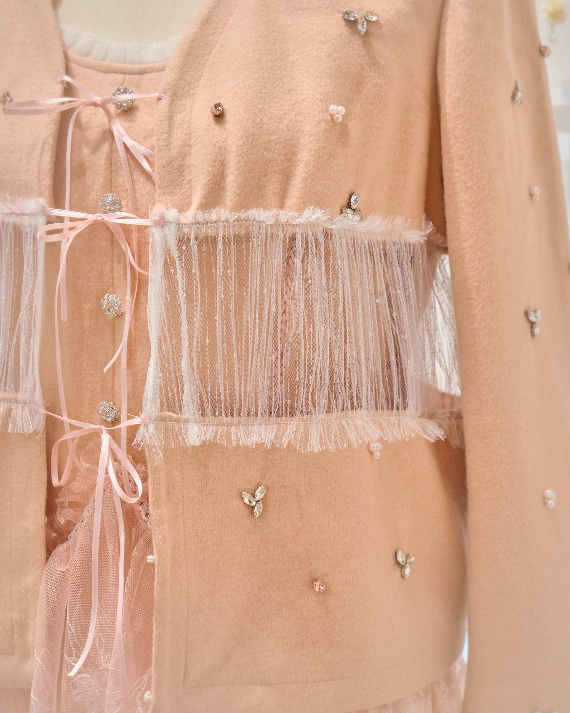 13203 Bow-Embellished Tweed Jacket