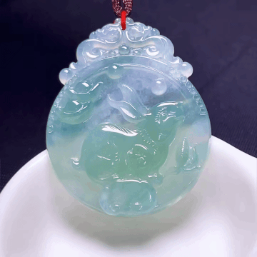 1122417 翡翠兔牌吊墜