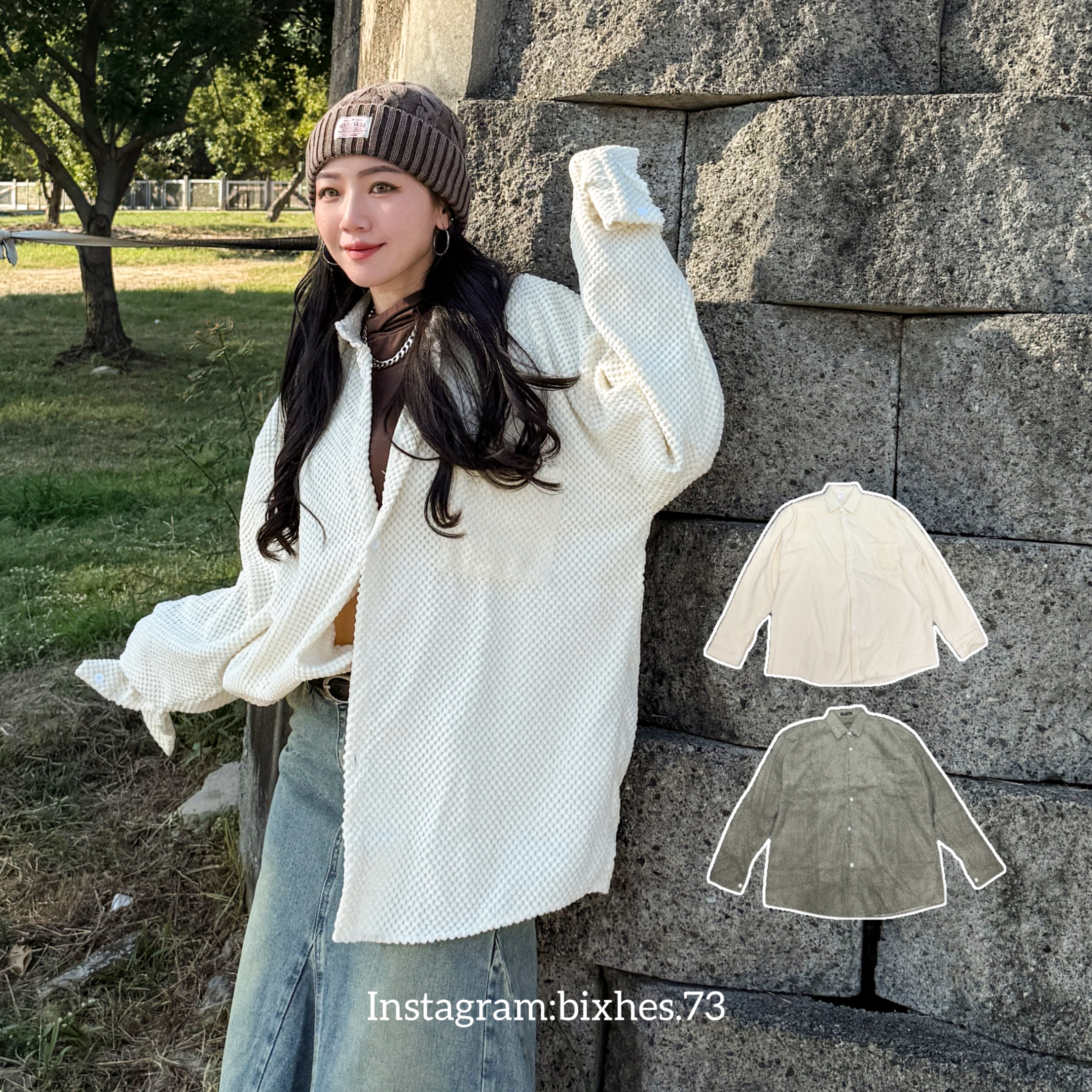 燈芯絨顆粒寬鬆襯衫(G00001)