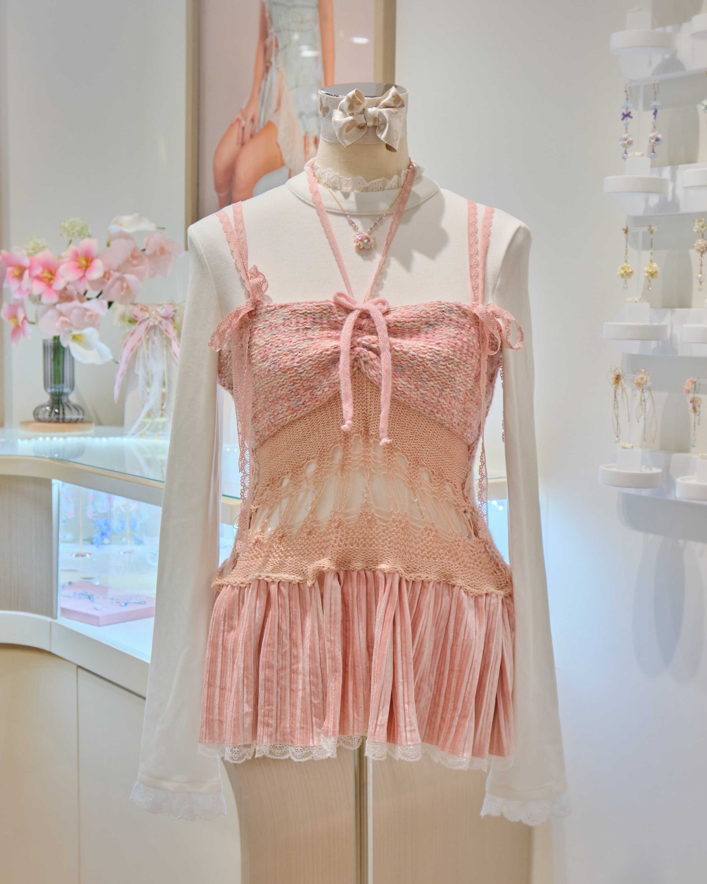 13179 Hand Knitted Hazy-Moon Woven Light Camisole Top