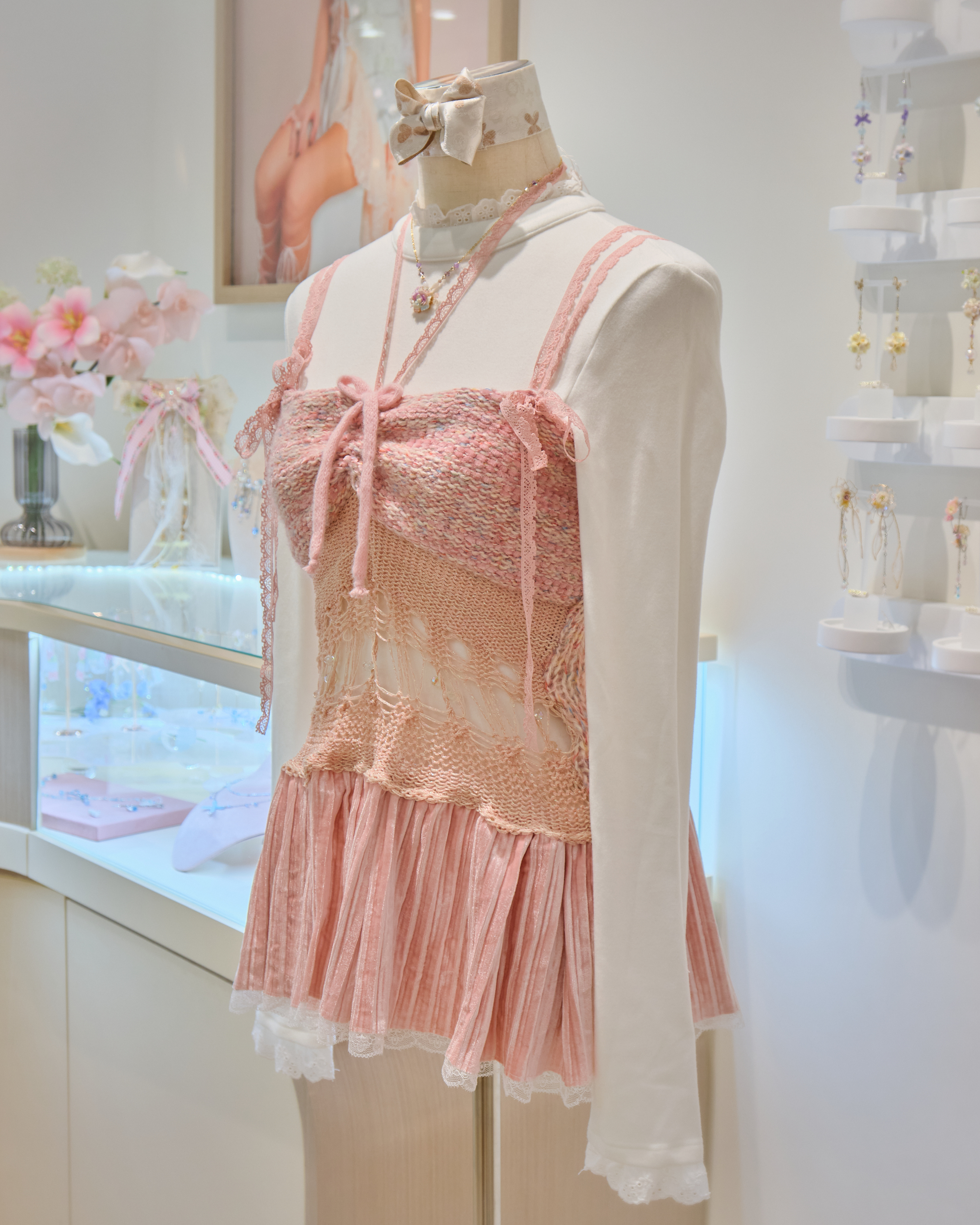 13179 Hand Knitted Hazy-Moon Woven Light Camisole Top