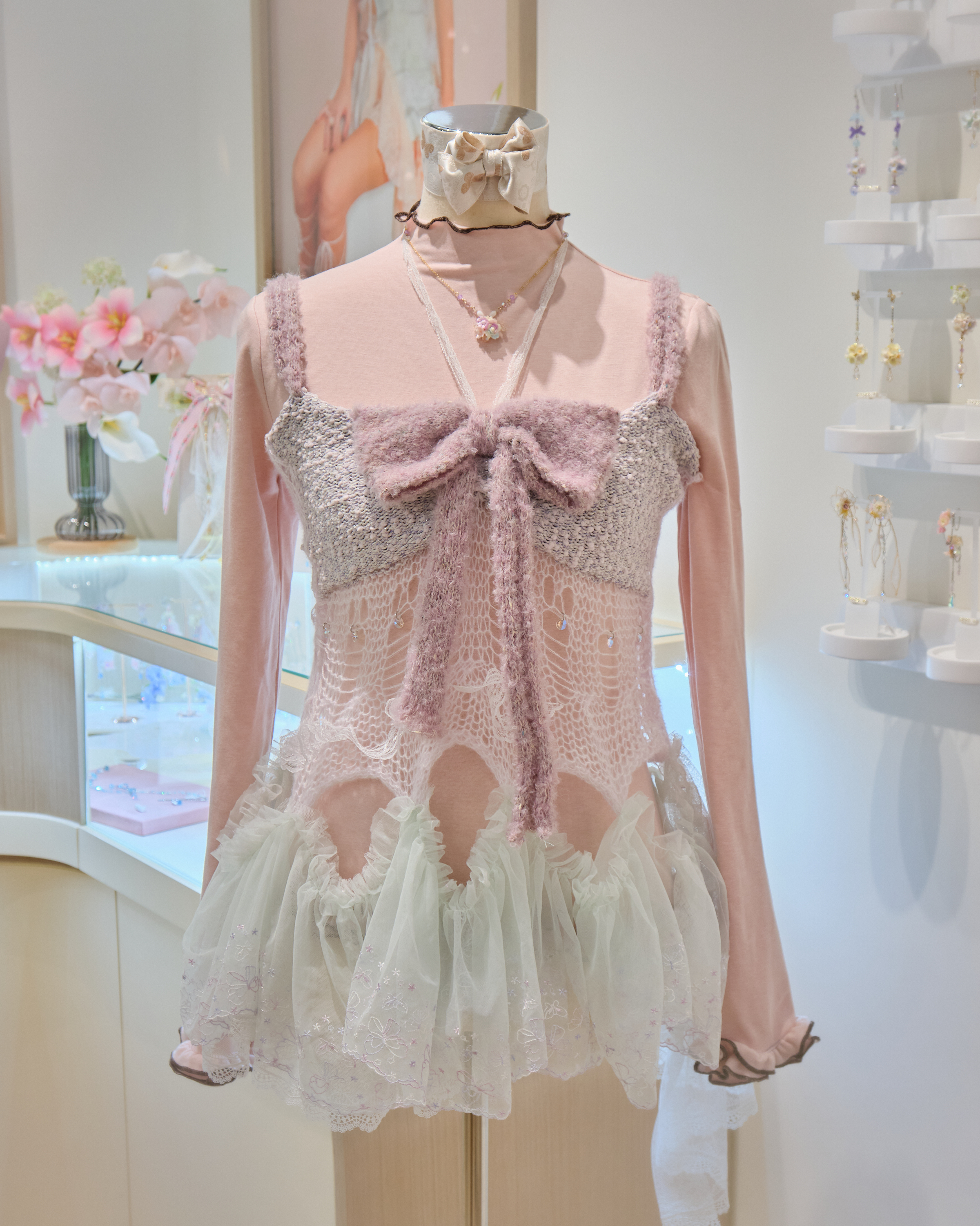 13178 Hand Knitted Hazy-Moon Woven Light Camisole Top