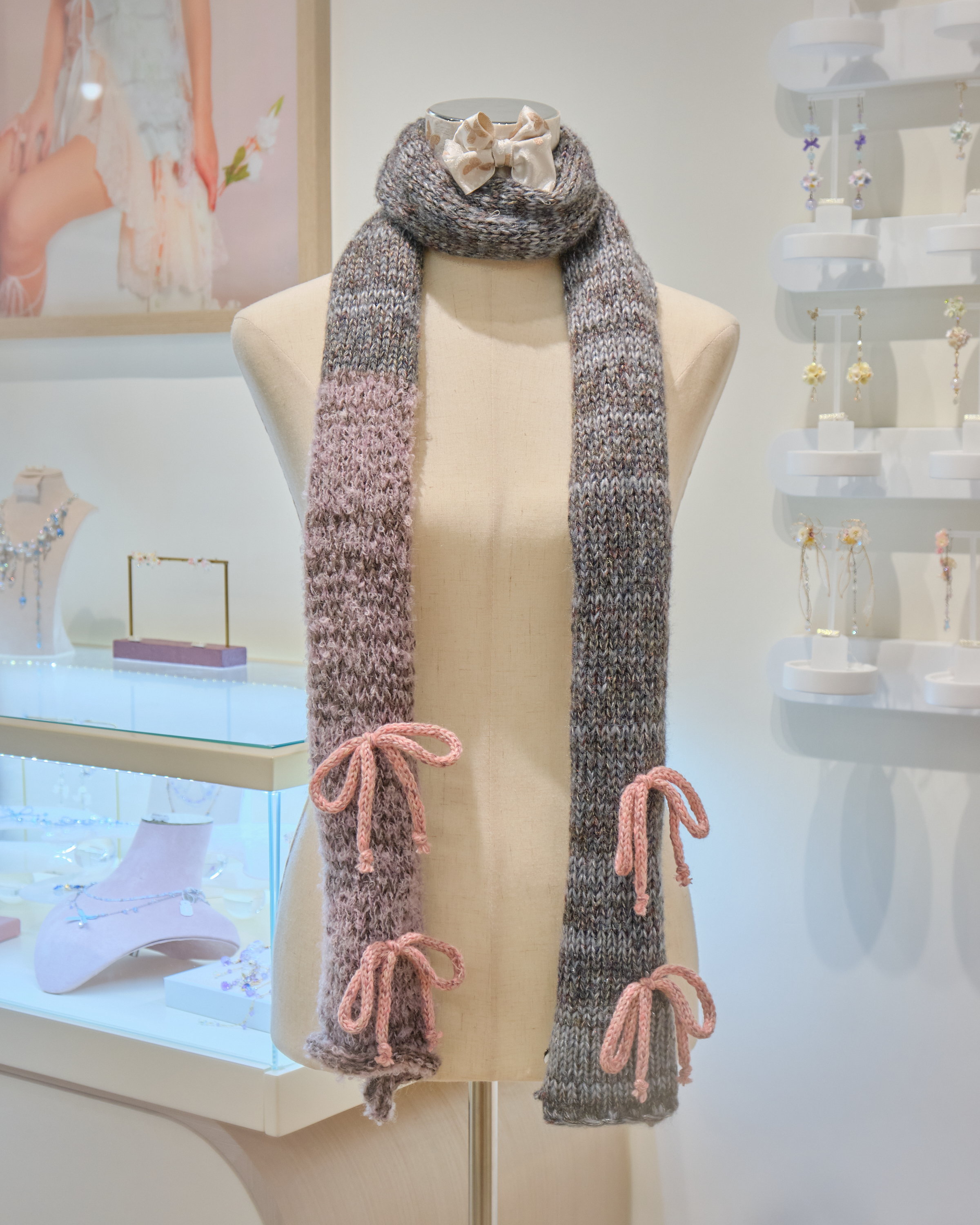 13176 Hand Knitted Cloudweave Haze Dreamknot Scarf