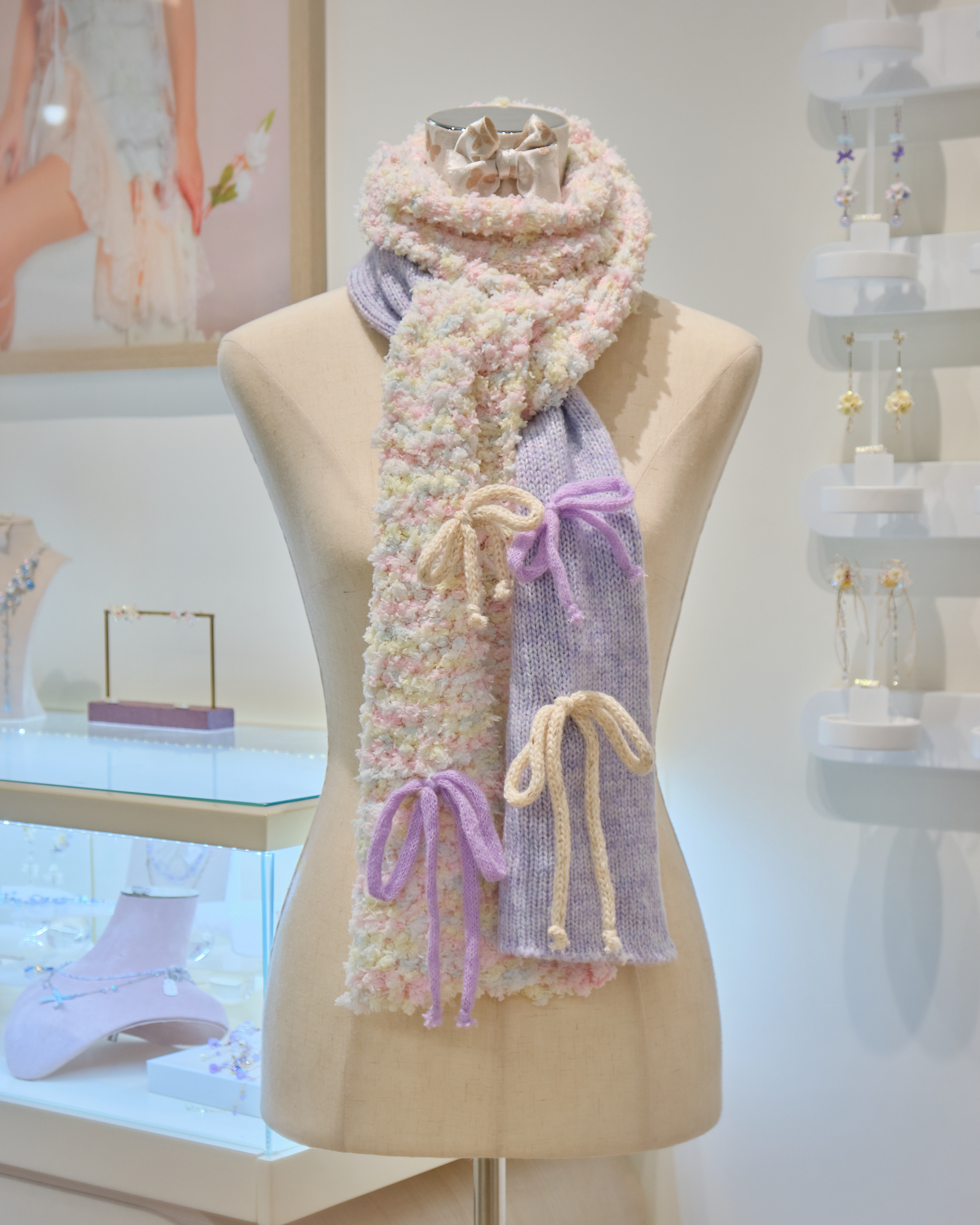 13175 Hand Knitted Cloudweave Haze Dreamknot Scarf