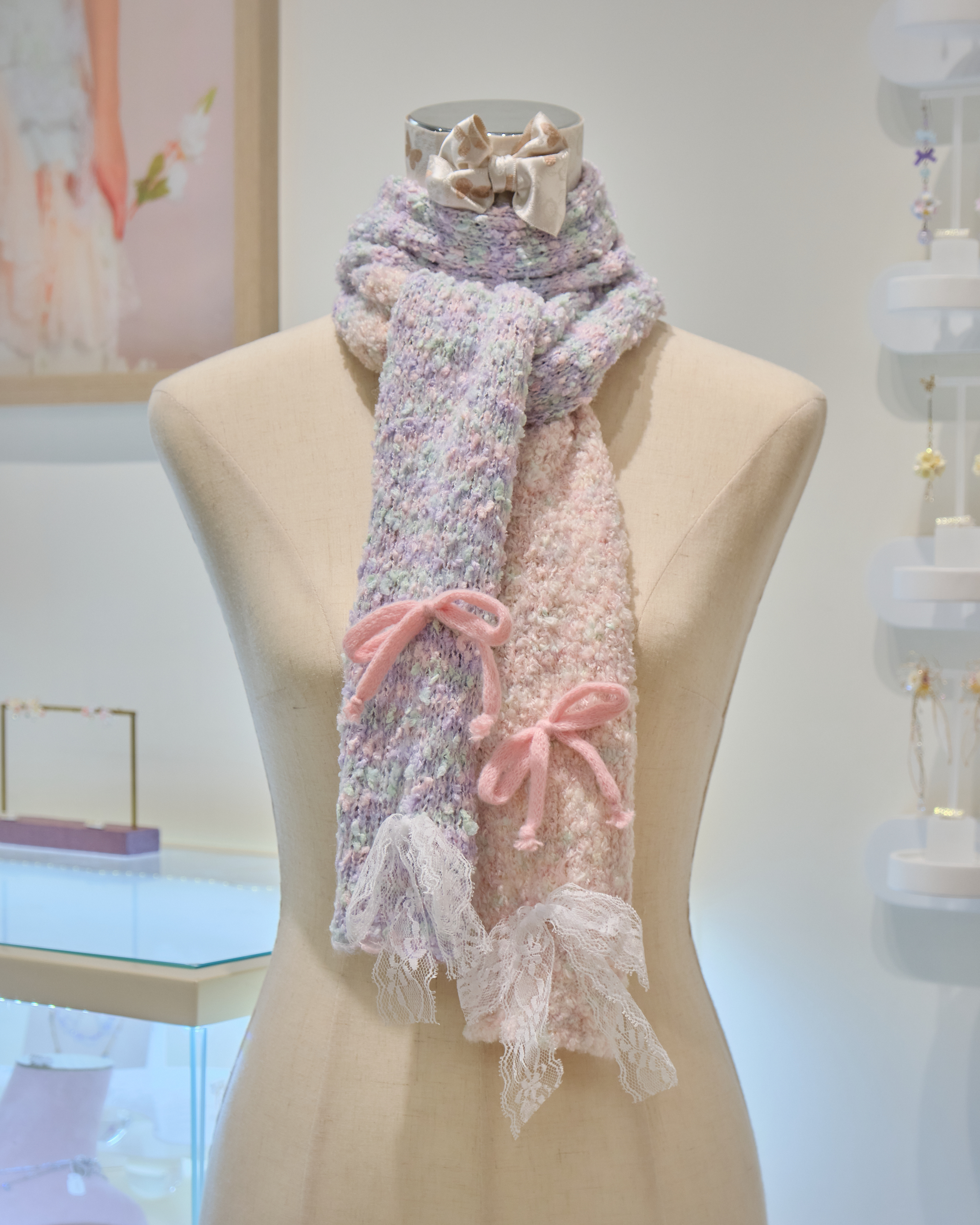 13174 Hand Knitted Cloudweave Haze Dreamknot Scarf