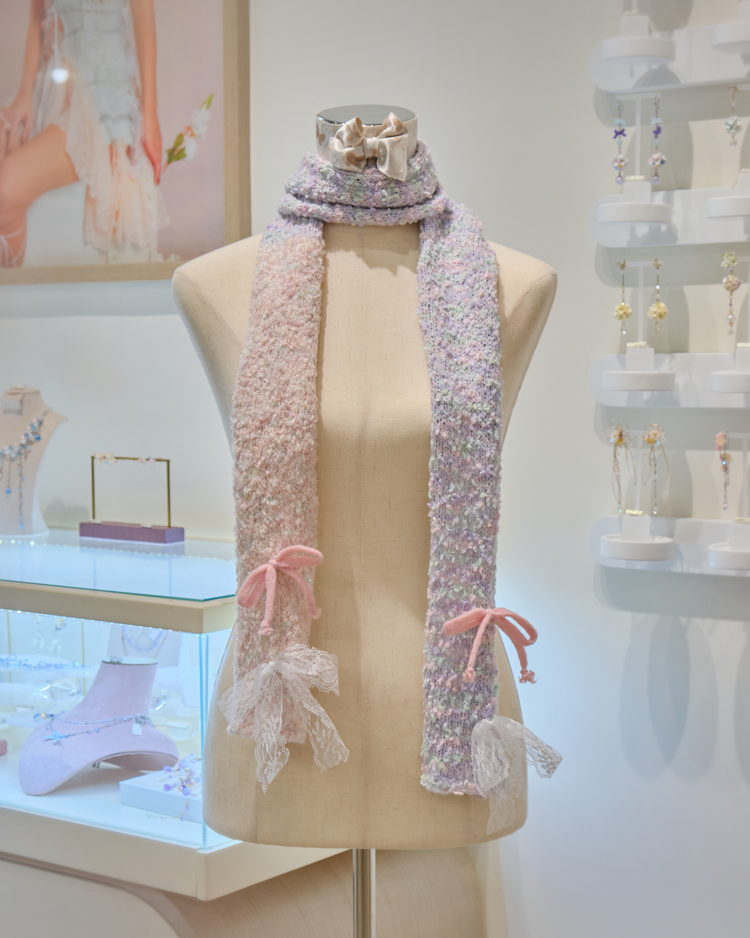 13174 Hand Knitted Cloudweave Haze Dreamknot Scarf