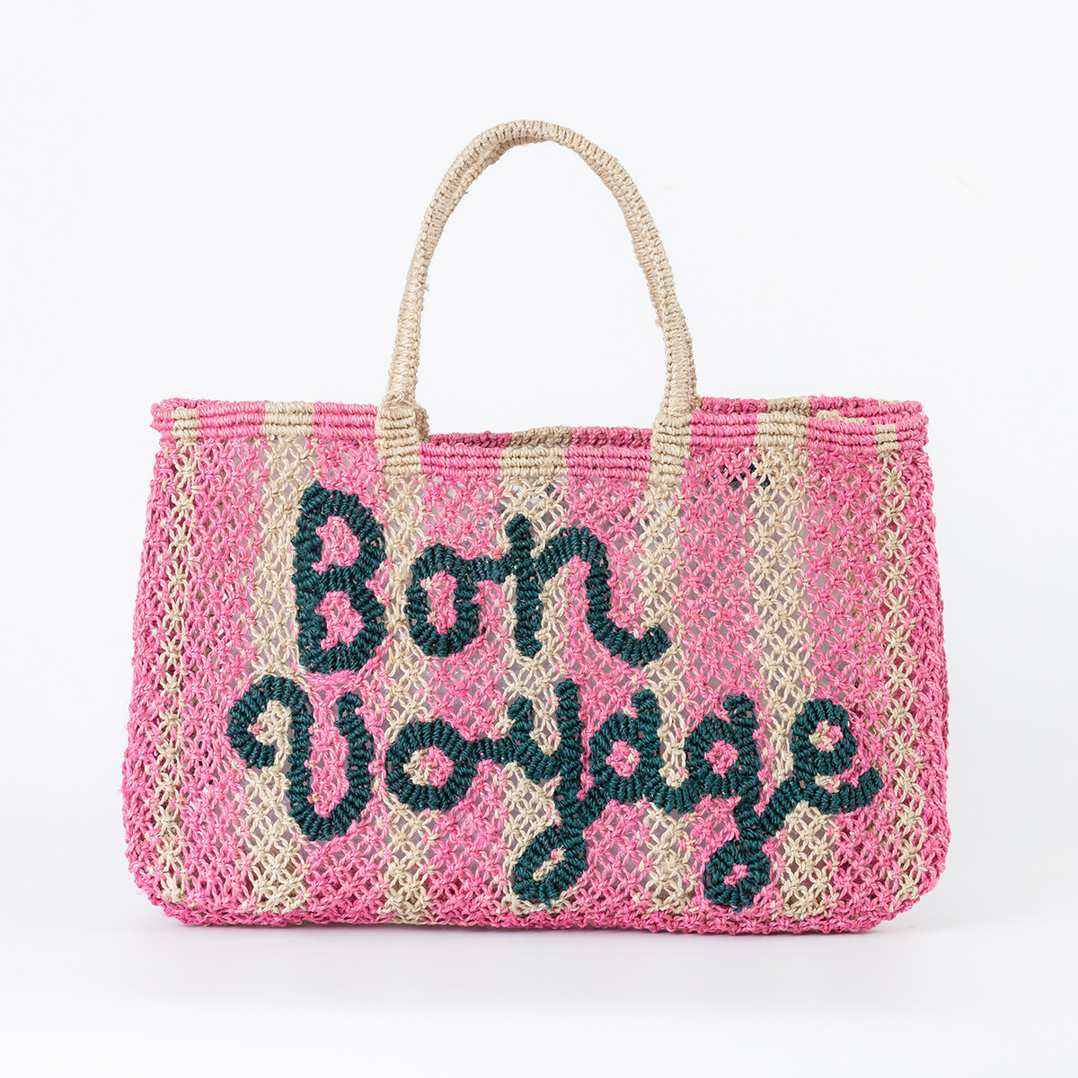 Bon Voyage 編織包-Lavinia-玫瑰粉&墨綠