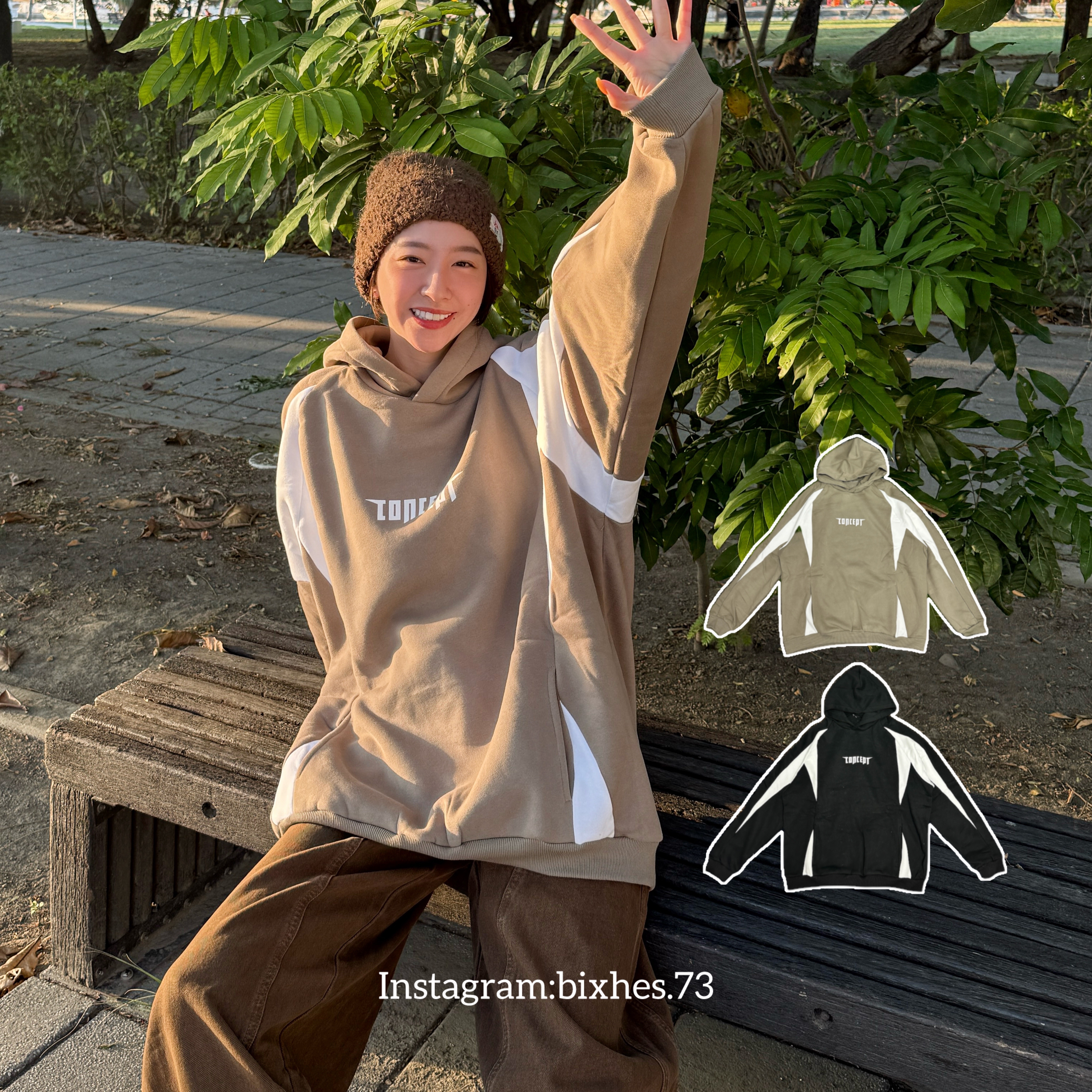 寬版拼接字母帽T(B00070)