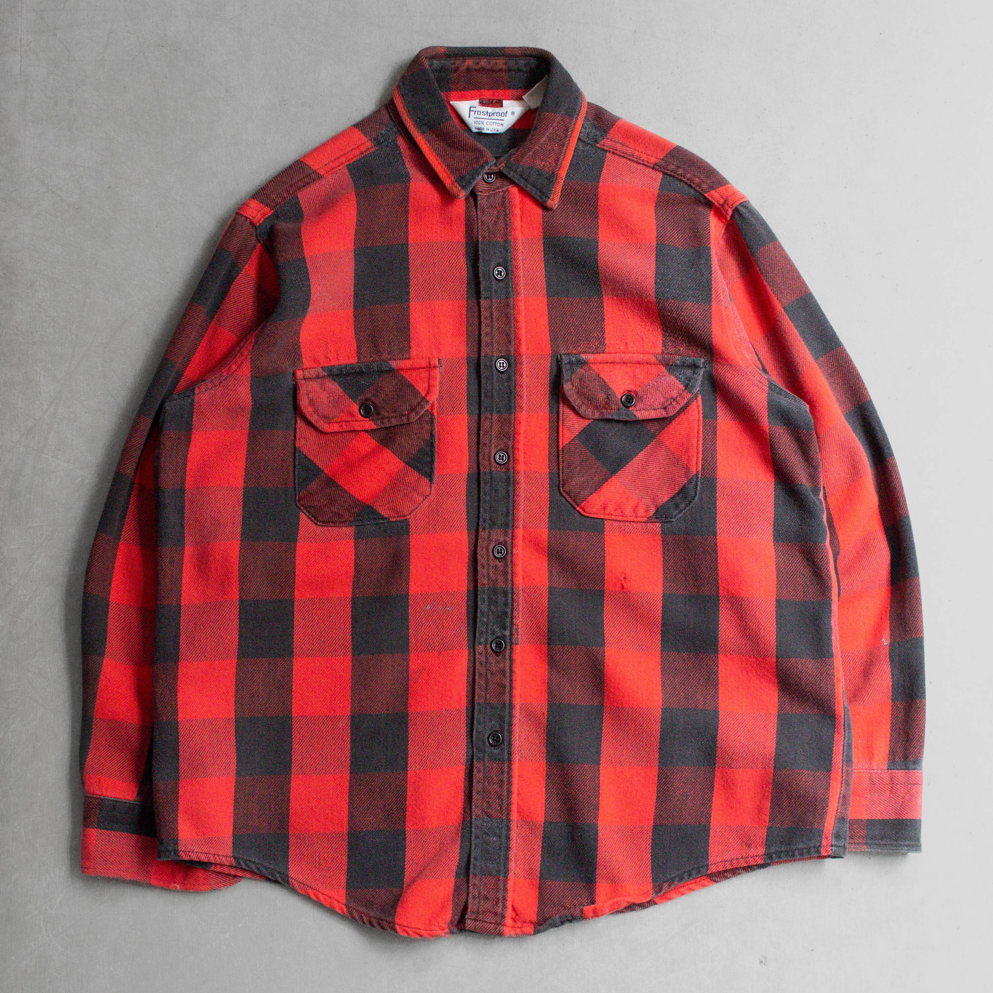 80S FROSTPROOF HEAVY FLANNEL 美國製 紅黑 格紋 法蘭絨 長袖 襯衫
