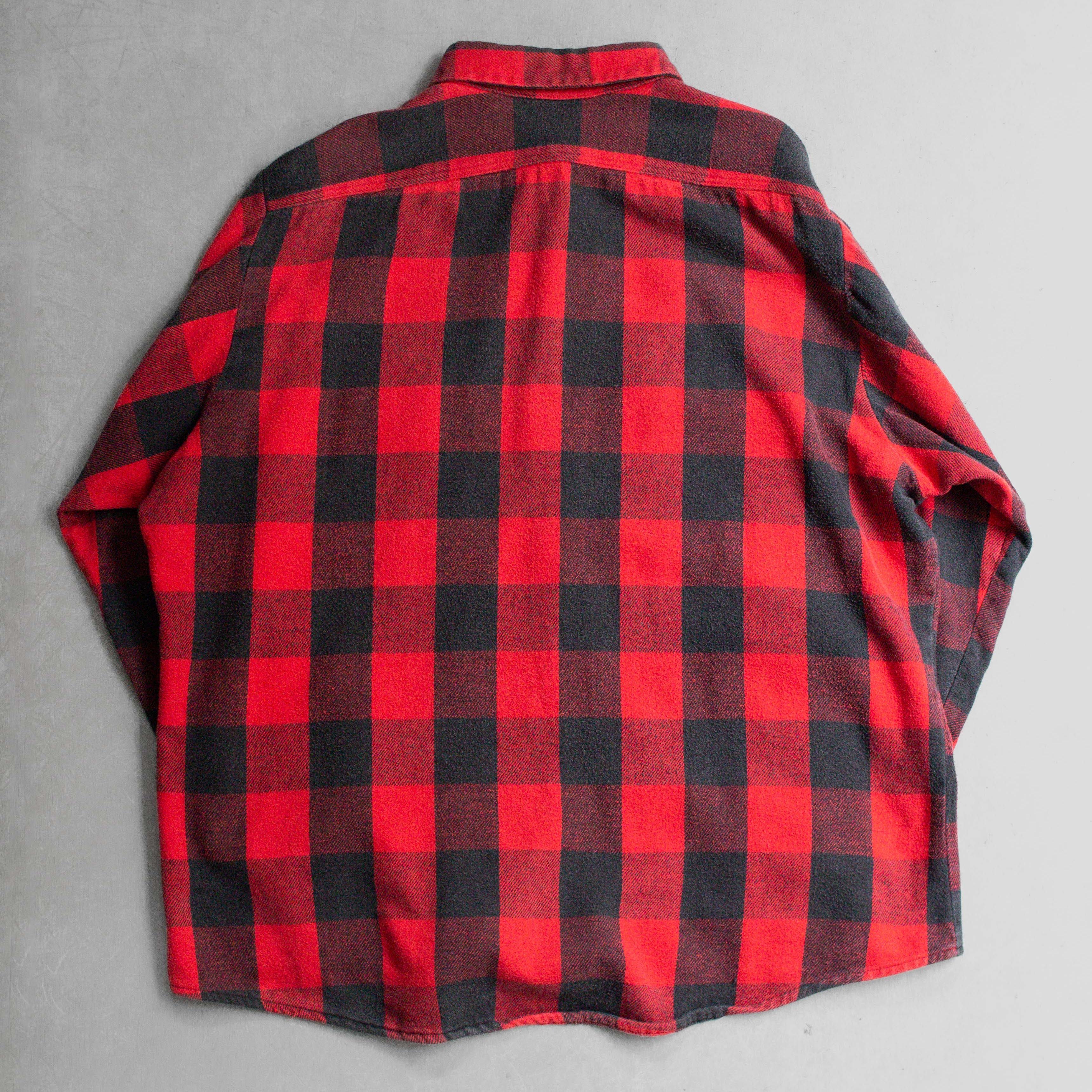 80S WORK N SPORT HEAVY FLANNEL 美國製 紅黑 格紋 法蘭絨 長袖 襯衫