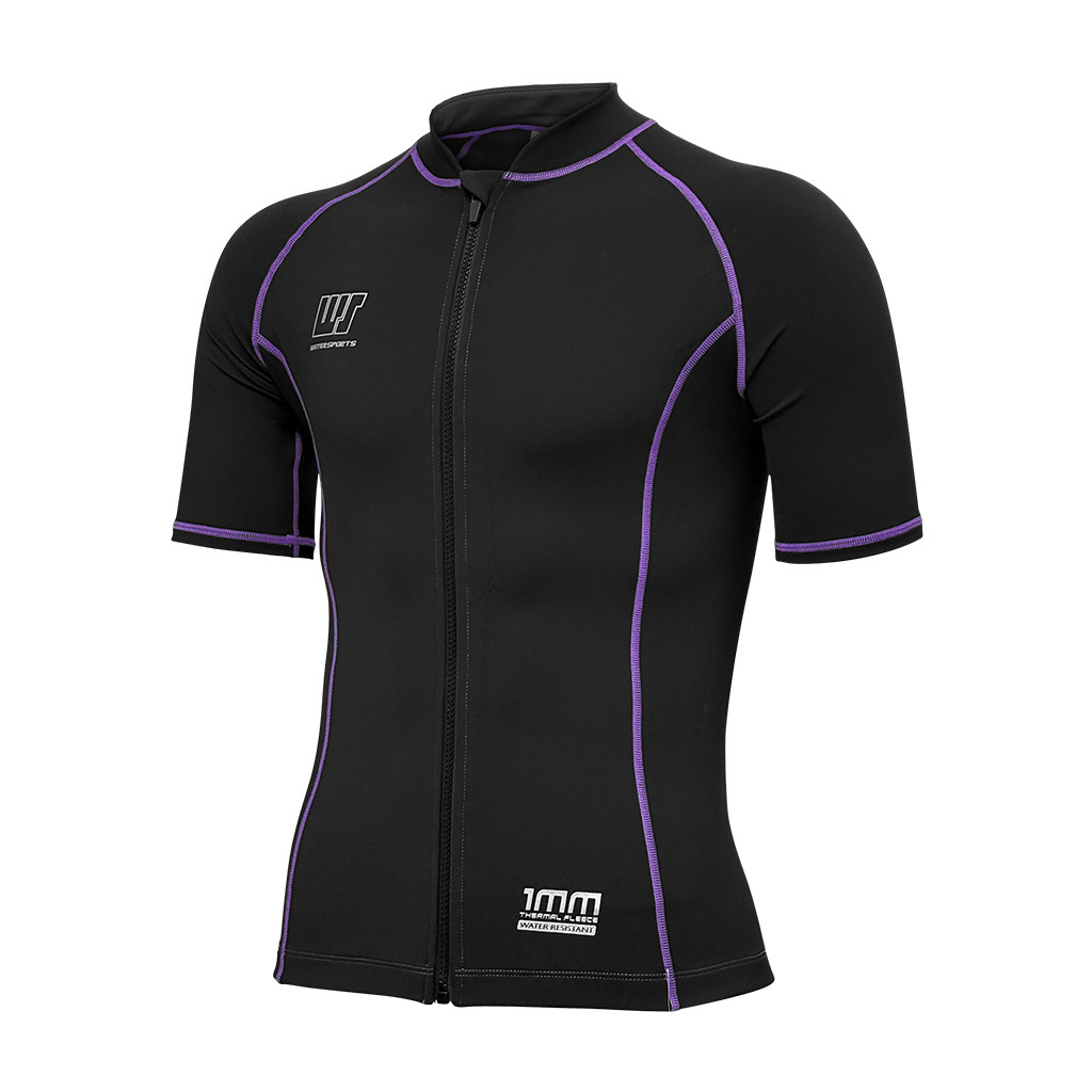 1mm 中性抗水抓毛游泳保暖夾克 - 黑/紫