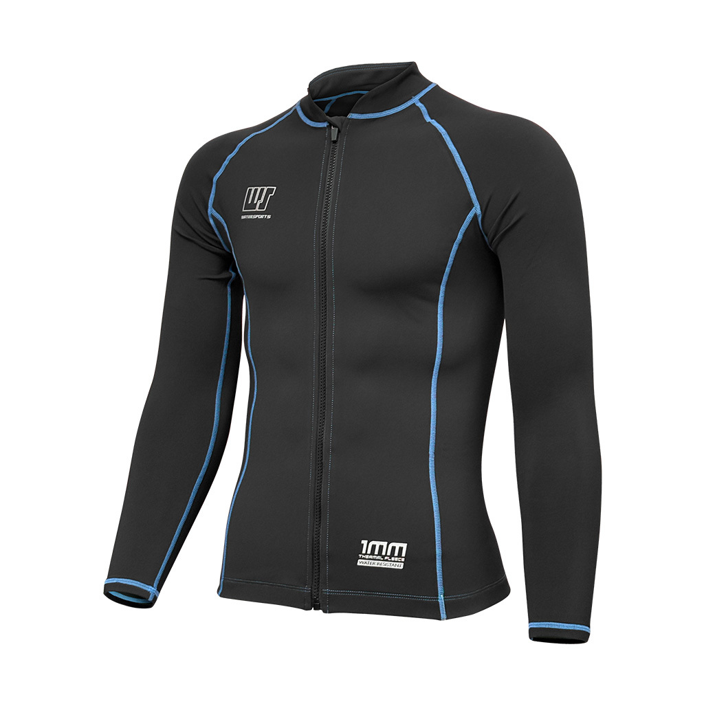 1mm 中性抗水抓毛游泳保暖夾克 - 黑/藍